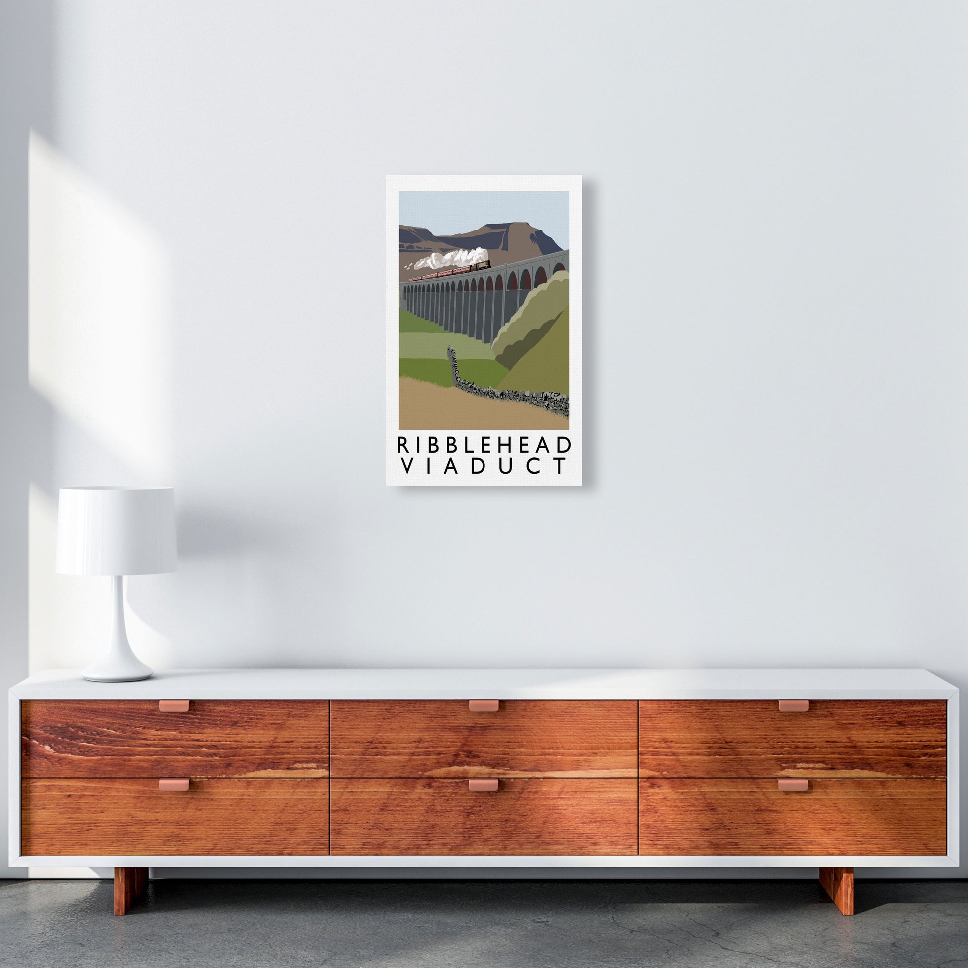 Ribblehead Viaduct Travel Art Print by Richard O'Neill, Framed Wall Art A3 Canvas