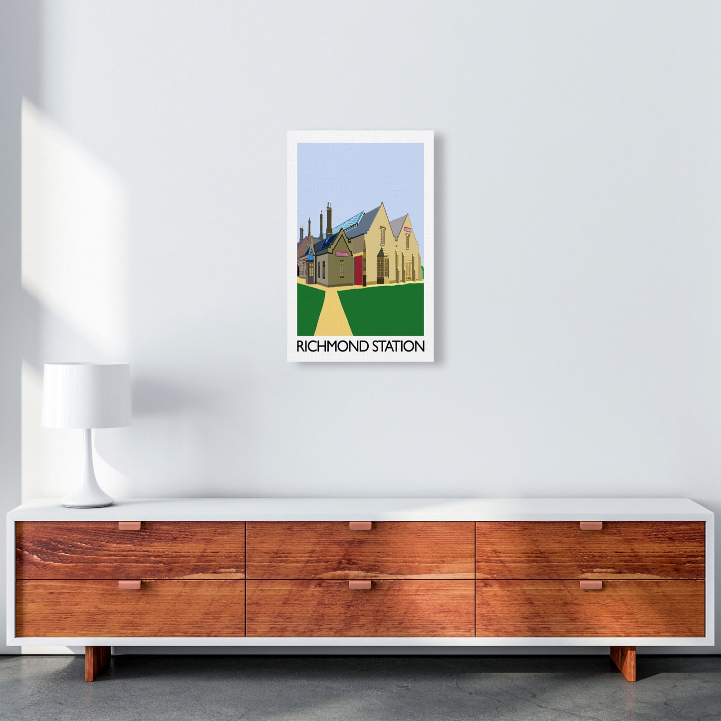 Richmond Station Digital Art Print by Richard O'Neill, Framed Wall Art A3 Canvas