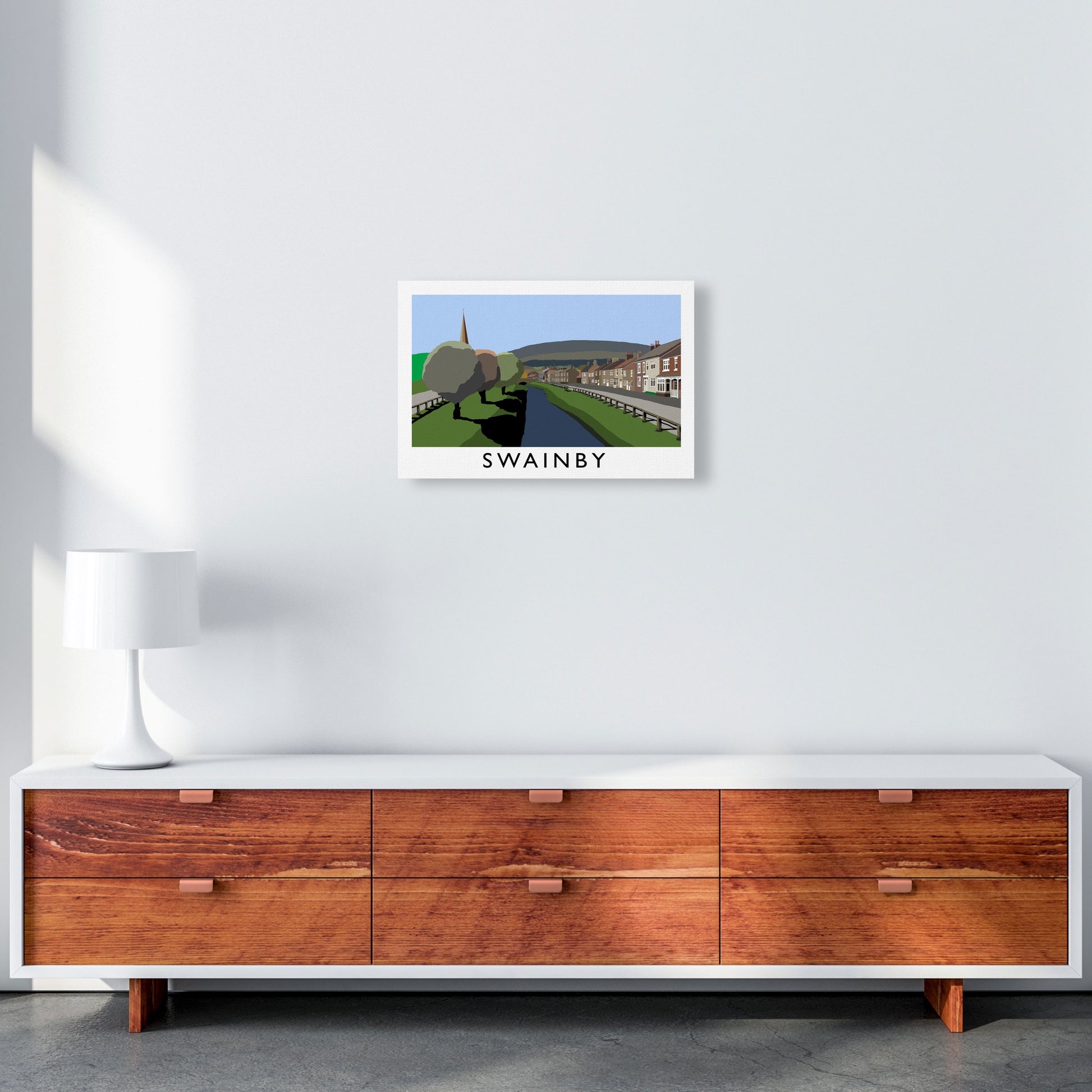 Swainby Travel Art Print by Richard O'Neill, Framed Wall Art A3 Canvas