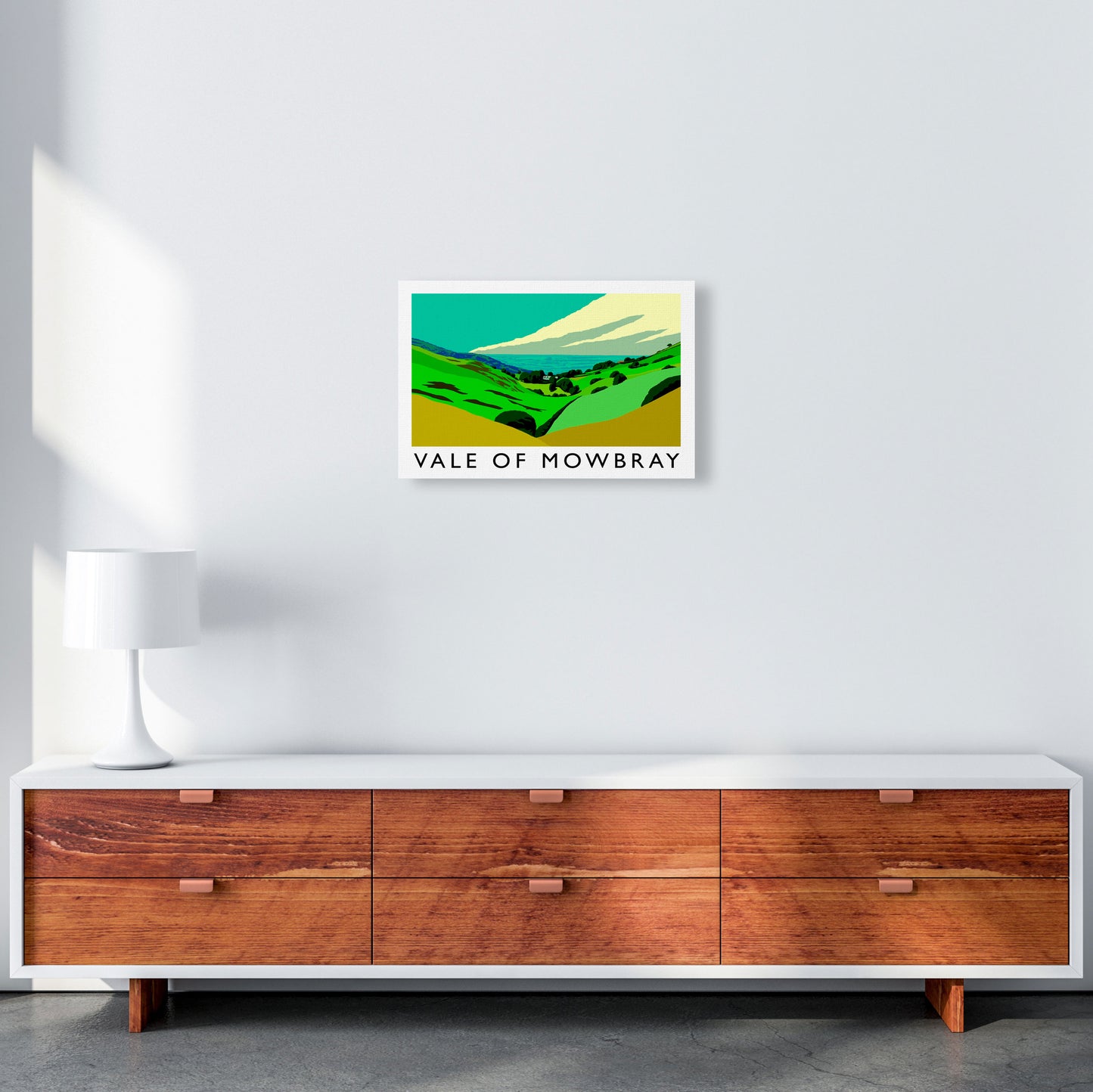 Vale of Mowbray Travel Art Print by Richard O'Neill, Framed Wall Art A3 Canvas