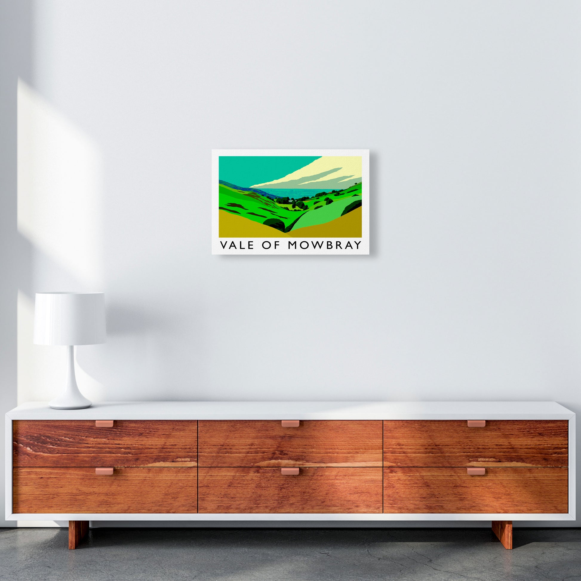 Vale of Mowbray Travel Art Print by Richard O'Neill, Framed Wall Art A3 Canvas