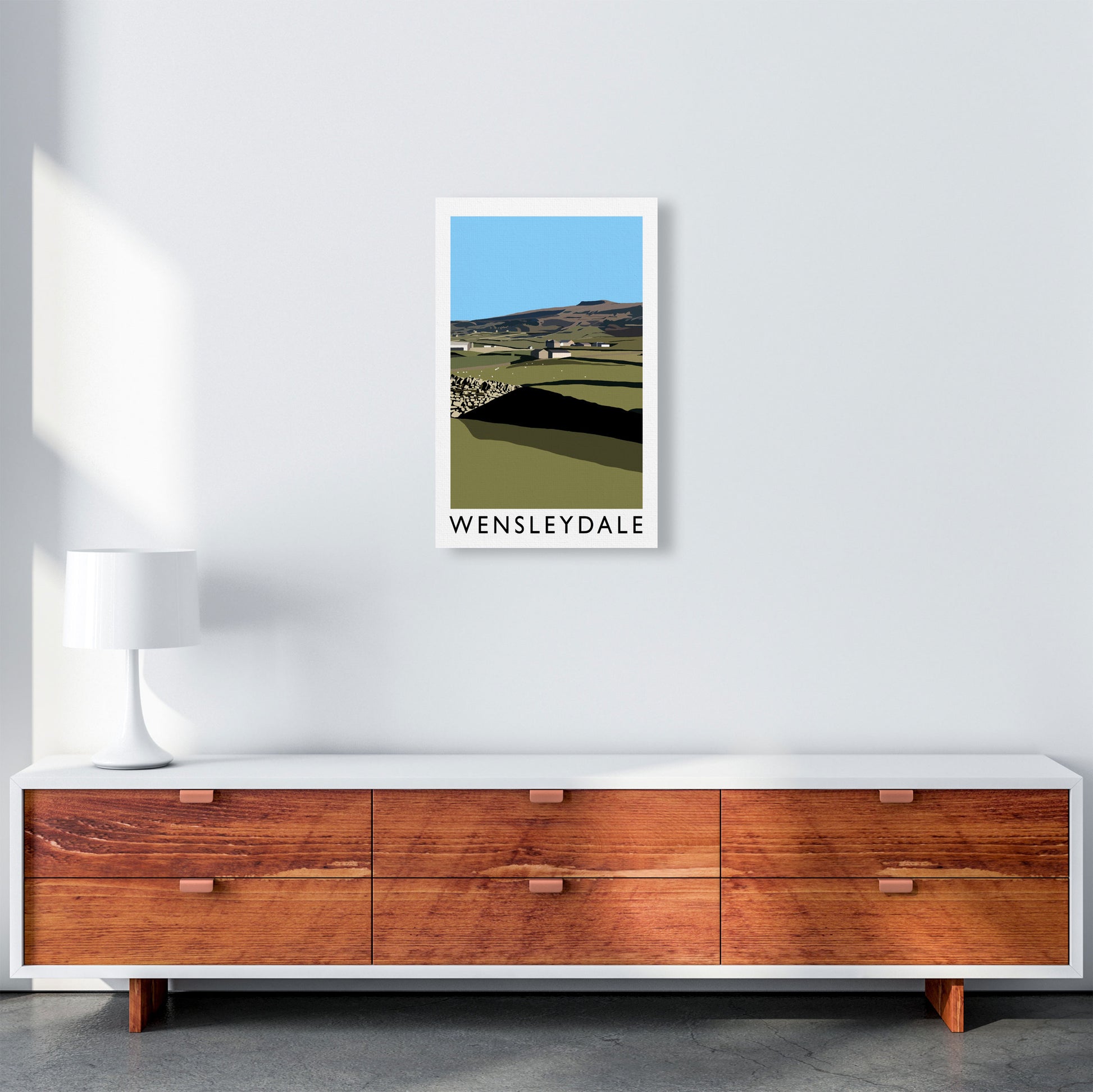 Wensleydale Travel Art Print by Richard O'Neill, Framed Wall Art A3 Canvas