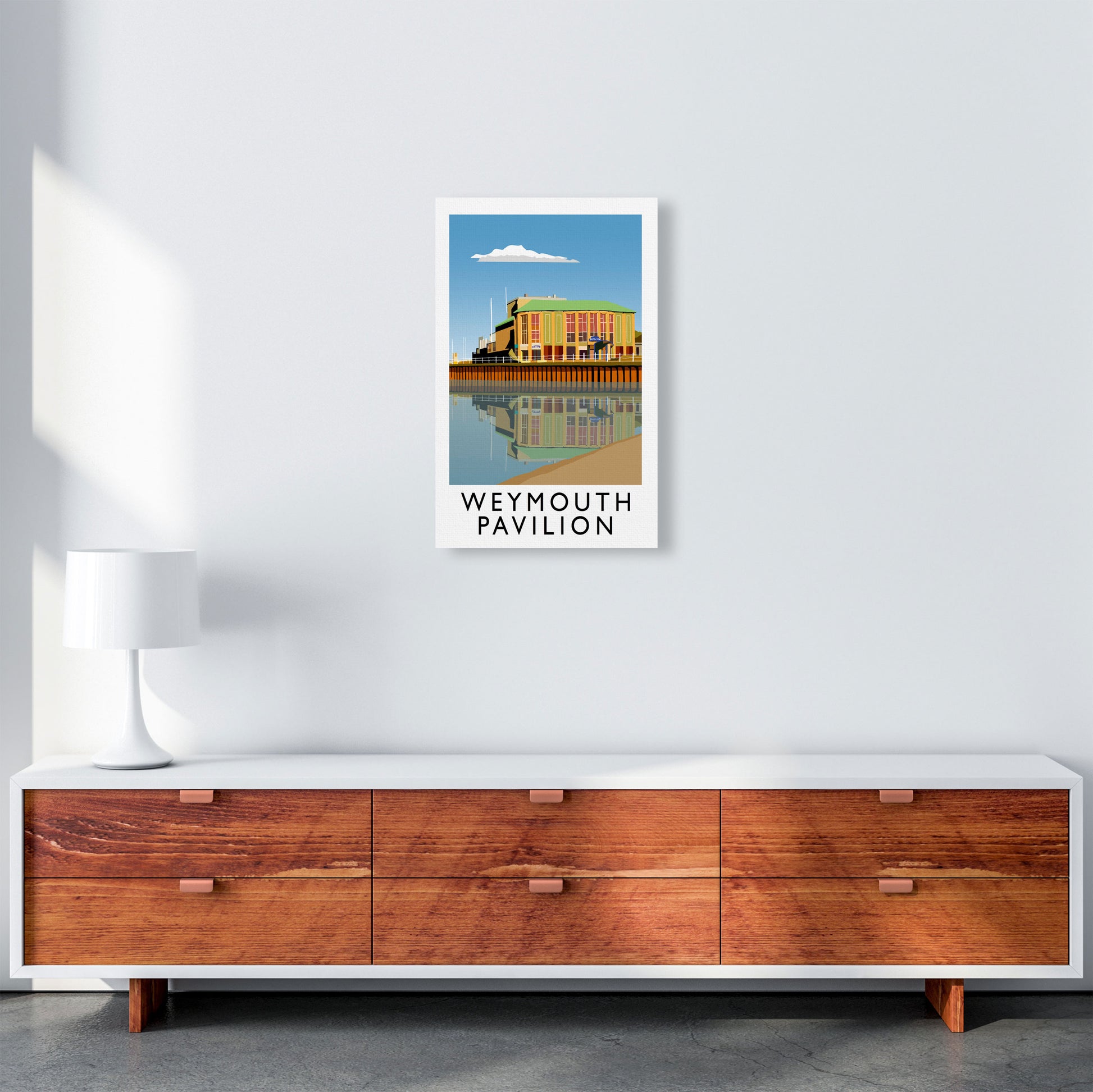 Weymouth Pavilion Travel Art Print by Richard O'Neill, Framed Wall Art A3 Canvas