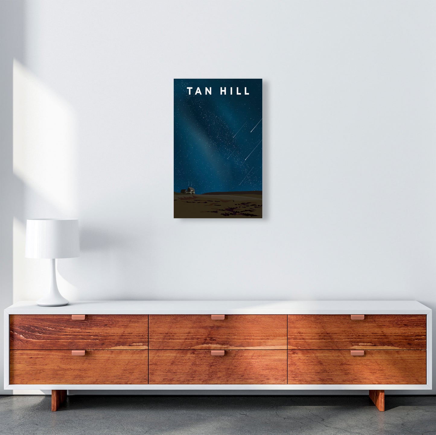 Tan Hill Travel Art Print by Richard O'Neill, Framed Wall Art A3 Canvas