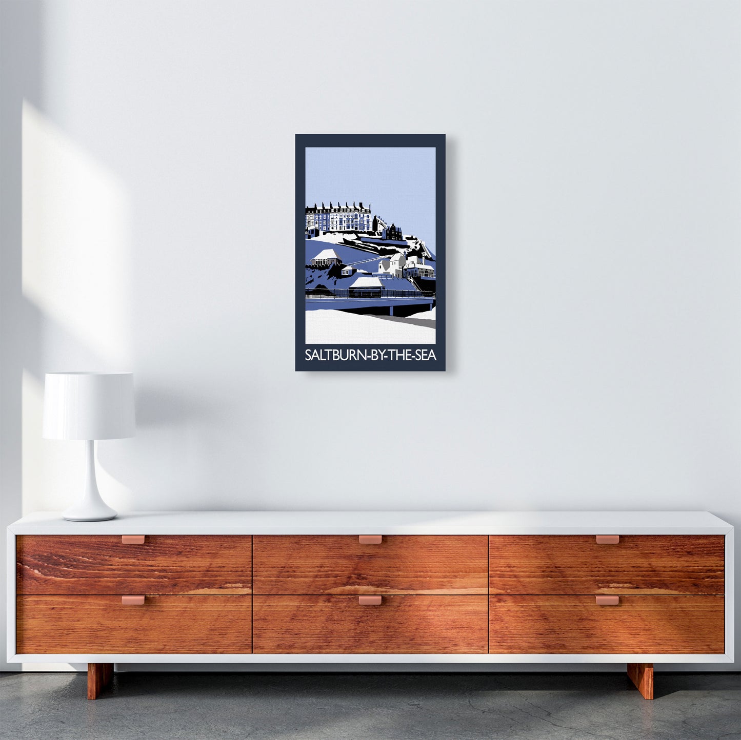 Saltburn-by-the-sea In Snow Portrait by Richard O'Neill A3 Canvas