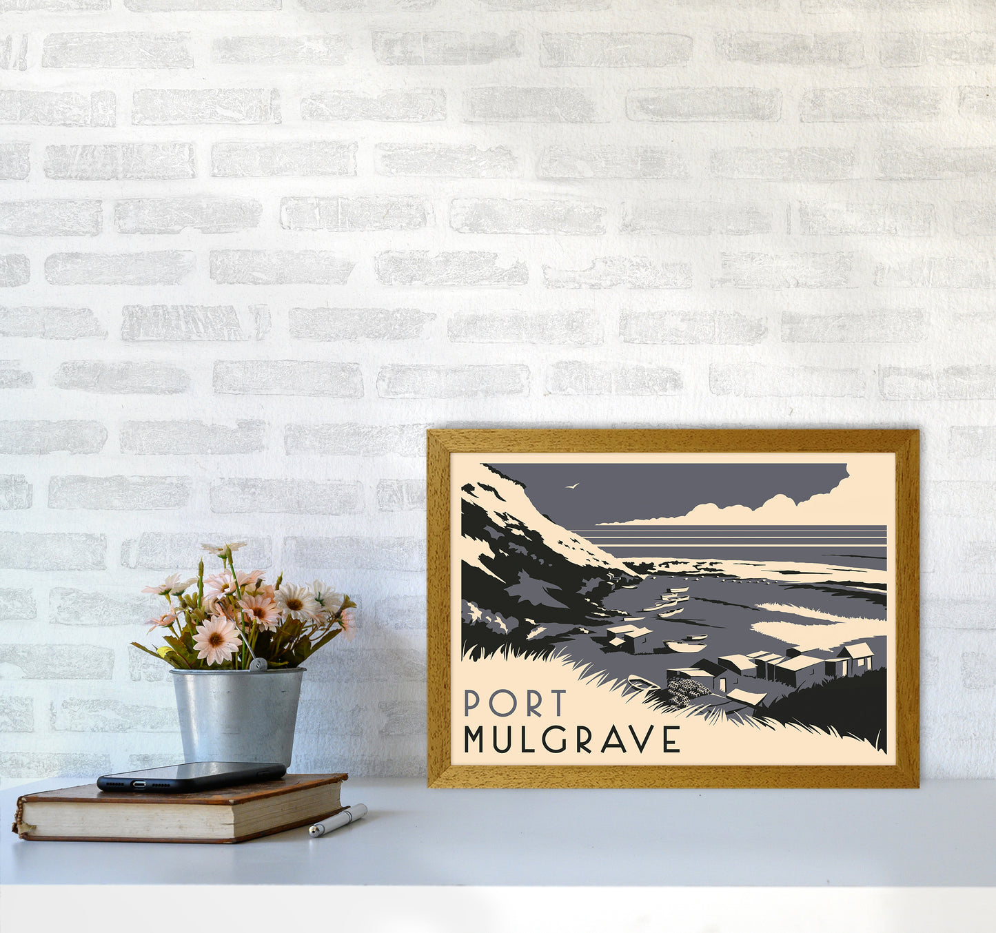 Port Mulgrave Travel Art Print by Richard O'Neill A3 Print Only