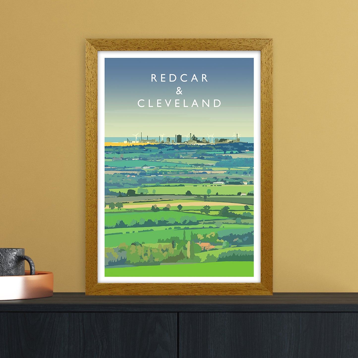 Redcar & Cleveland Travel Art Print by Richard O'Neill A3 Print Only