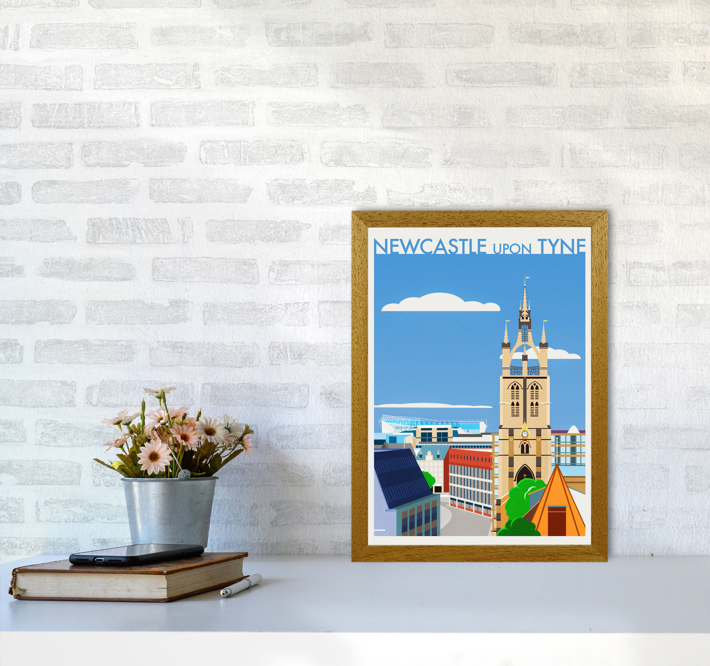 Newcastle upon Tyne 2 (Day) Travel Art Print by Richard O'Neill A3 Print Only