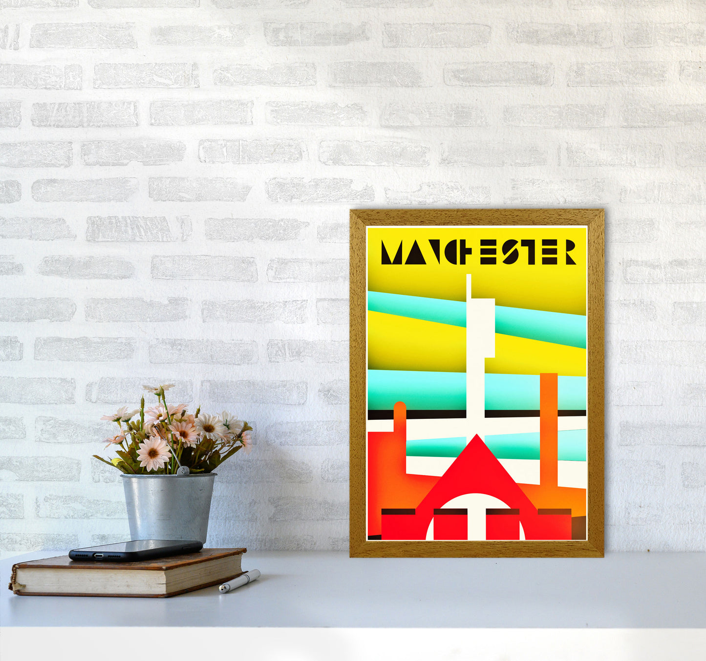 Manchester Travel Art Print by Richard O'Neill A3 Print Only