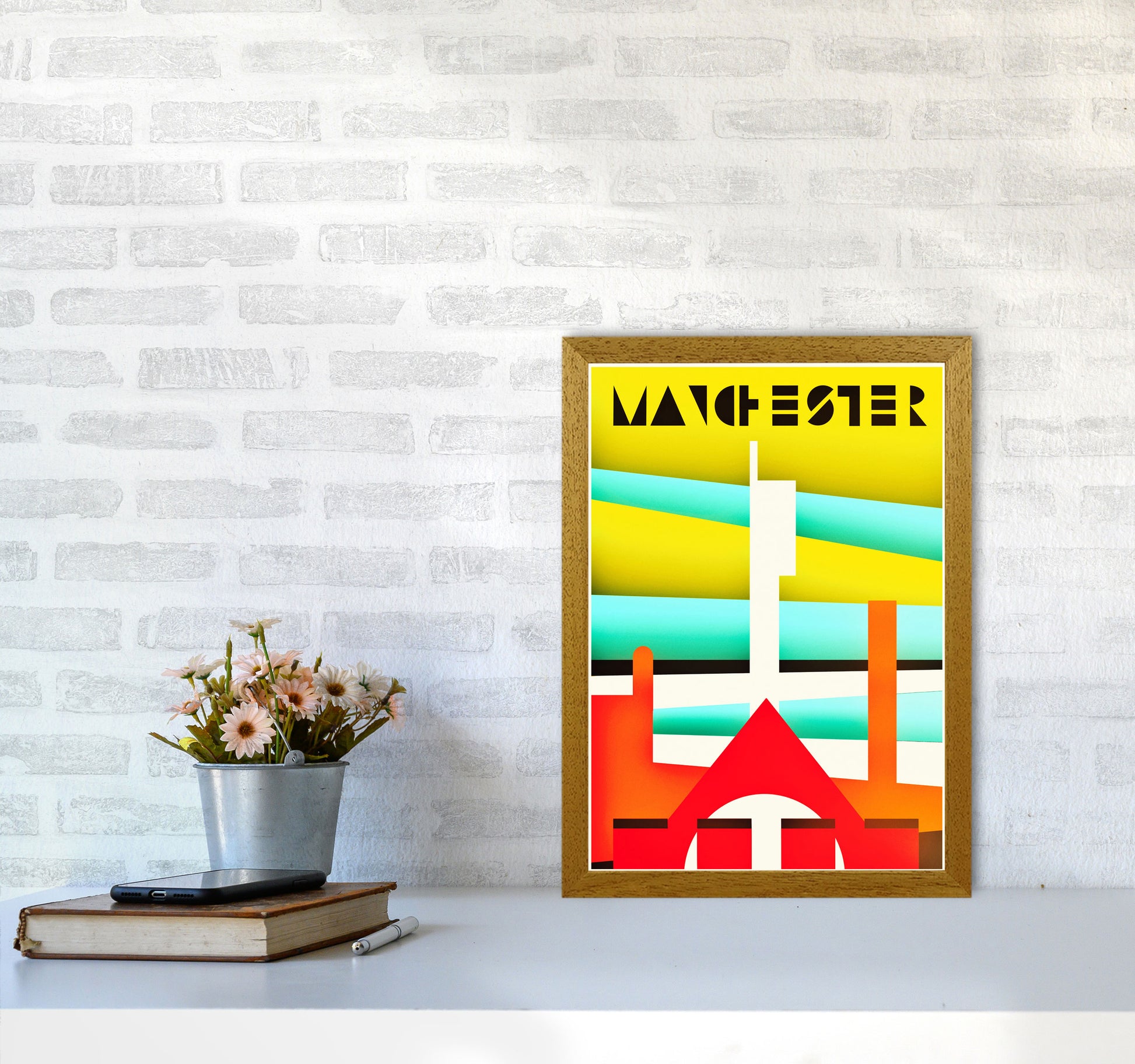 Manchester Travel Art Print by Richard O'Neill A3 Print Only