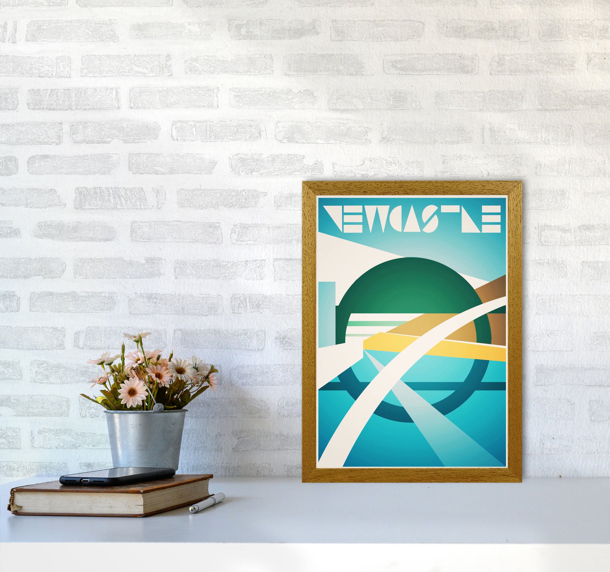 Newcastle 2 Travel Art Print by Richard O'Neill A3 Print Only