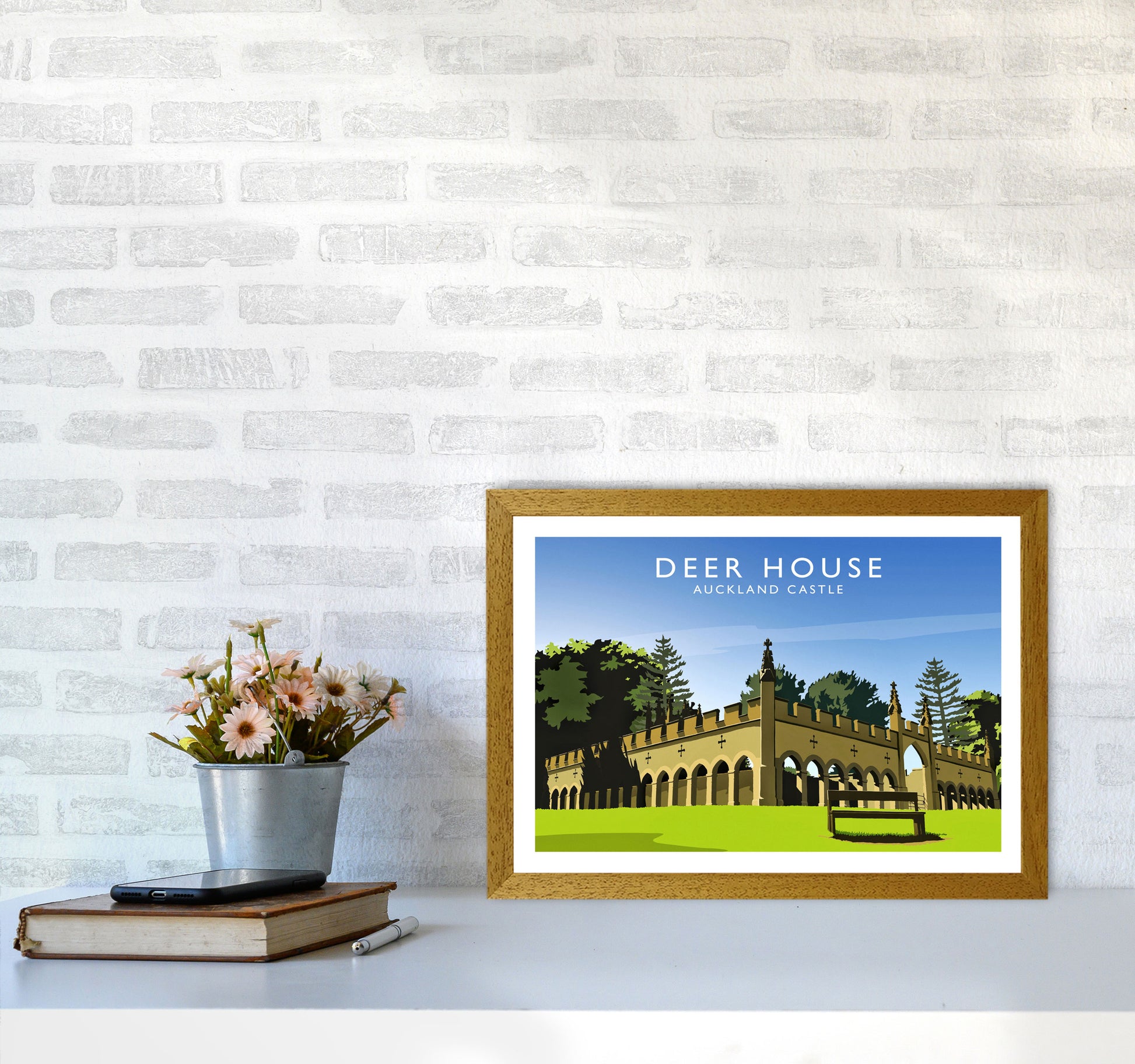 Deer House Travel Art Print by Richard O'Neill A3 Print Only