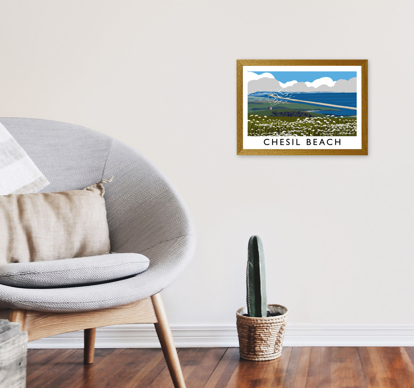 Chesil Beach Framed Digital Art Print by Richard O'Neill A3 Print Only