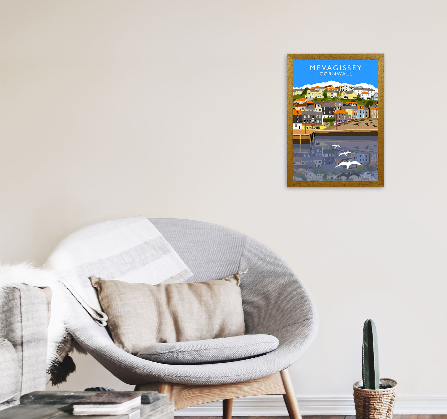Mevagissey Cornwall Framed Digital Art Print by Richard O'Neill A3 Print Only