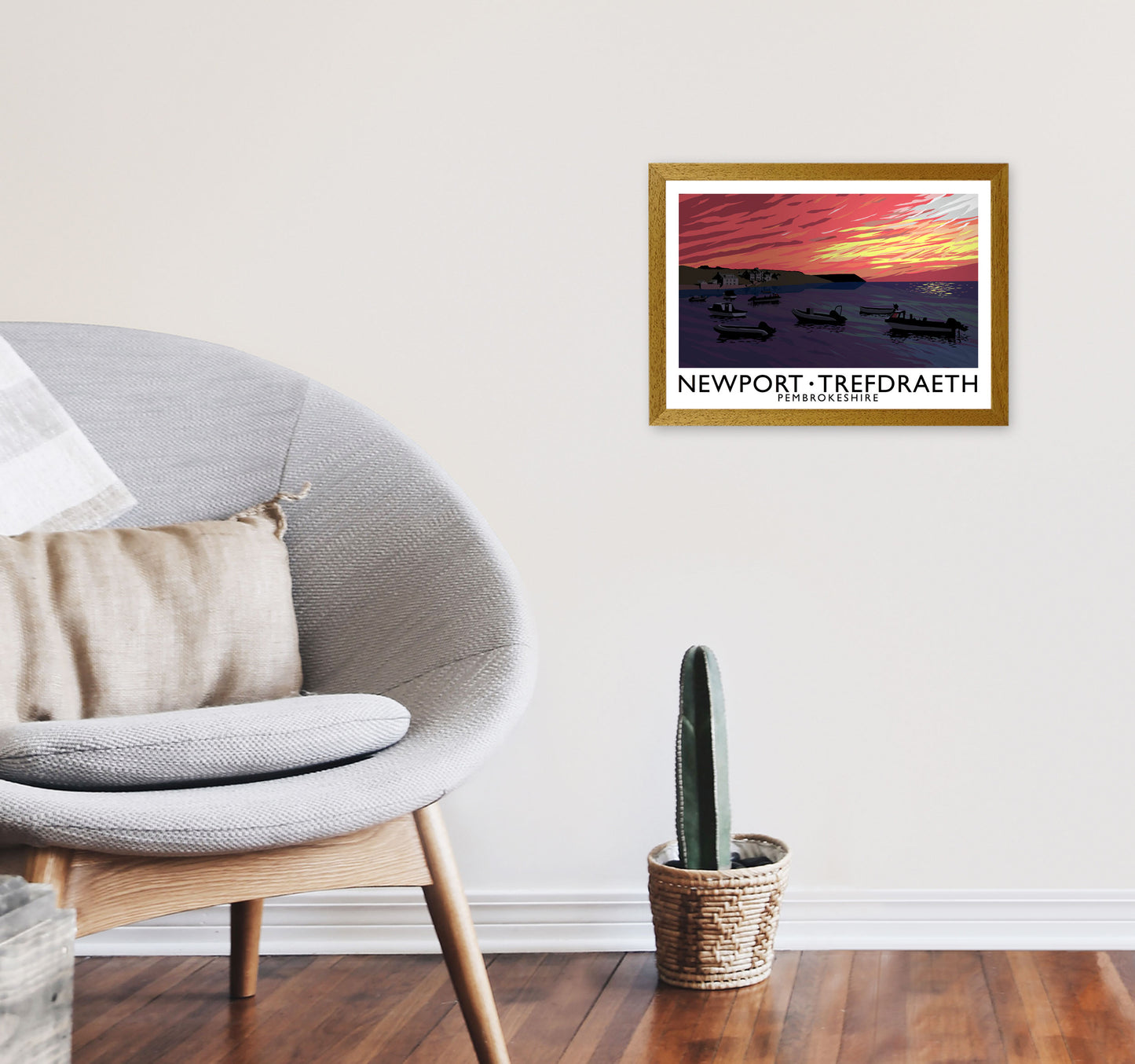 Newport Trefdraeth Pembrokeshire Travel Art Print by Richard O'Neill A3 Print Only