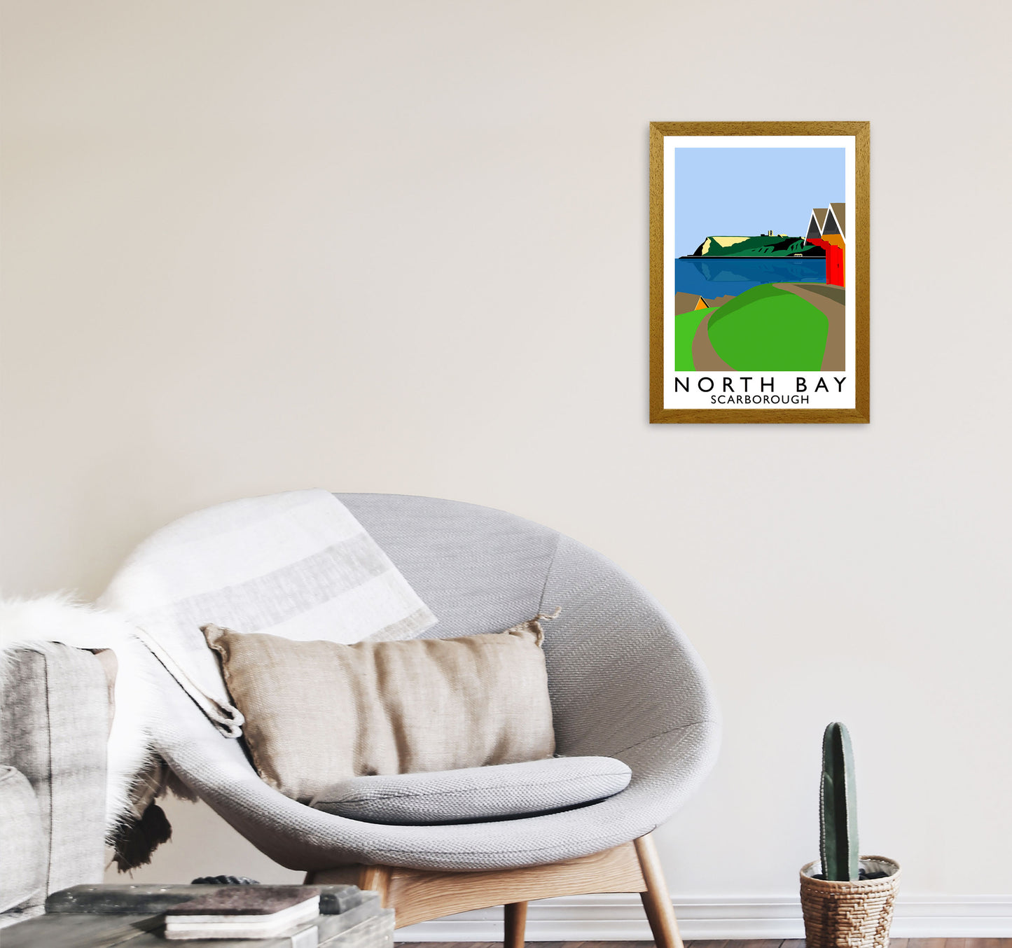 North Bay Scarborough Travel Art Print by Richard O'Neill, Framed Wall Art A3 Print Only