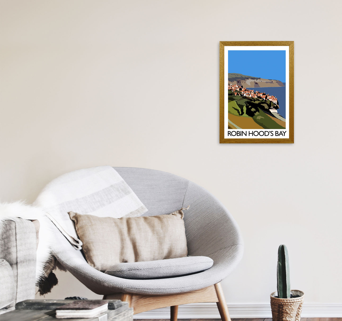 Robin Hood's Bay Travel Art Print by Richard O'Neill, Framed Wall Art A3 Print Only