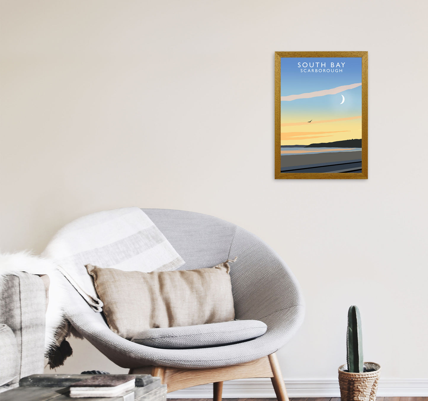 South Bay Scarborough Art Print by Richard O'Neill, Framed Wall Art A3 Print Only