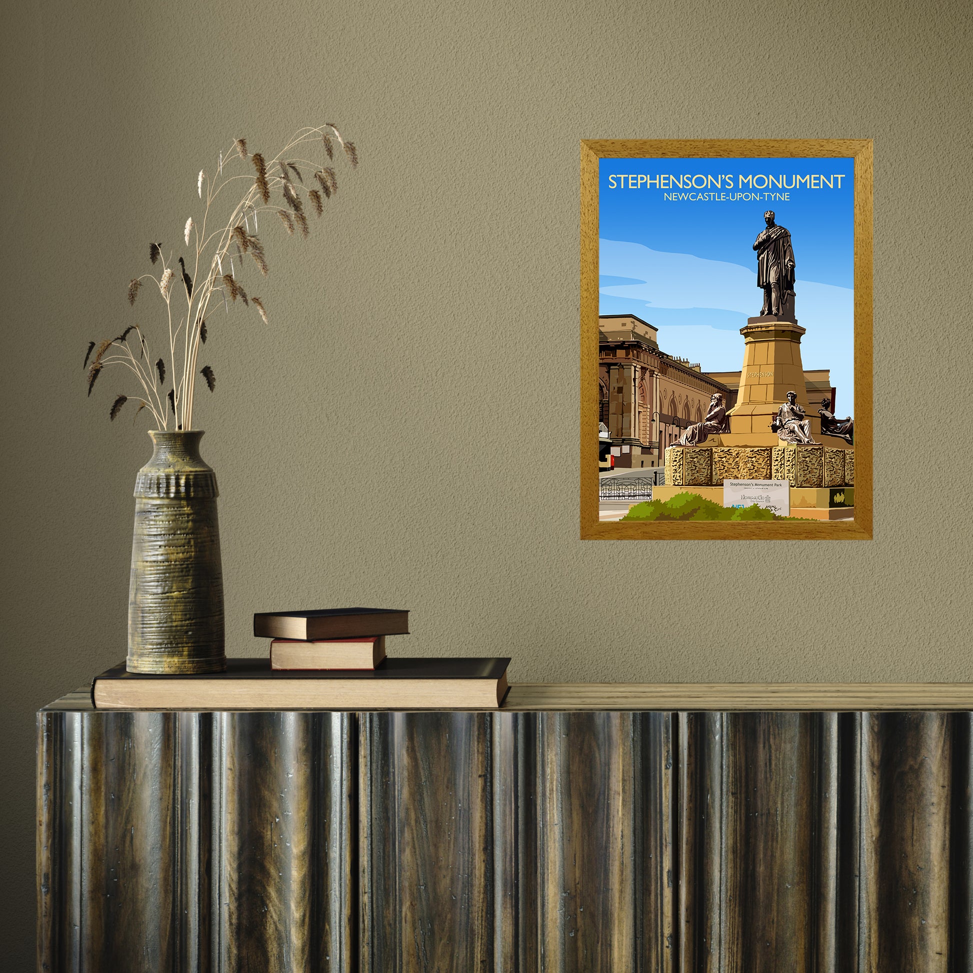 Stephenson's Monument by Richard O'Neill A3 Oak Frame