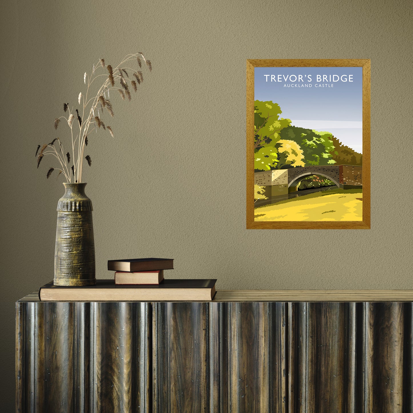Trevor's Bridge portrait by Richard O'Neill A3 Oak Frame