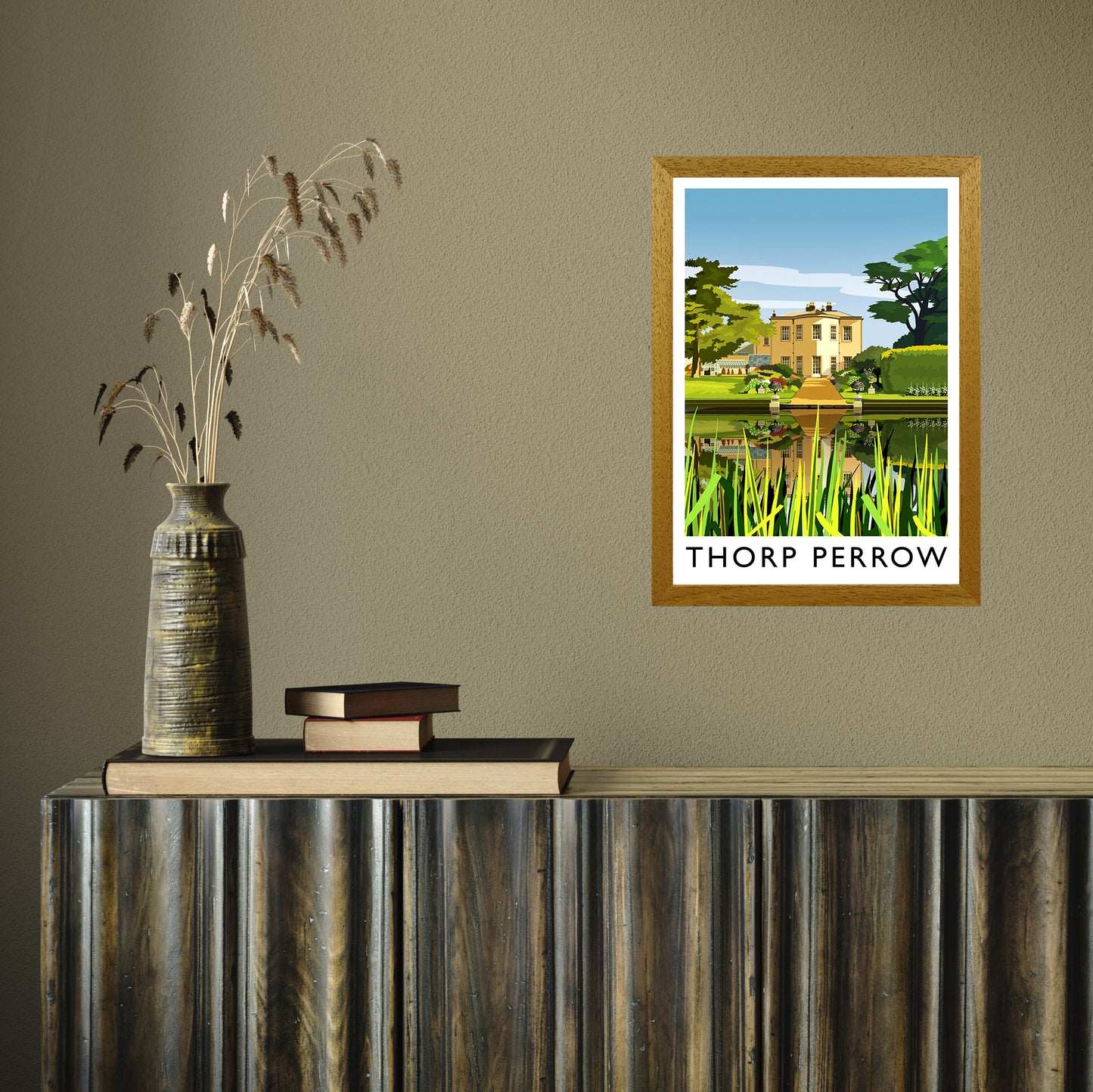 Thorp Perrow portrait by Richard O'Neill A3 Oak Frame