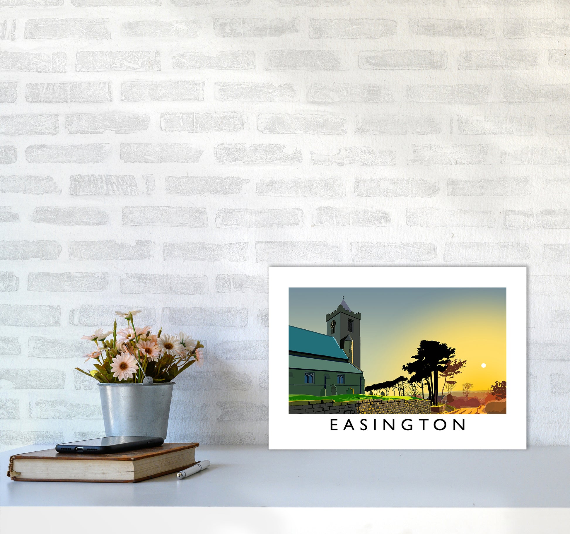 Easington Art Print by Richard O'Neill A3 Black Frame