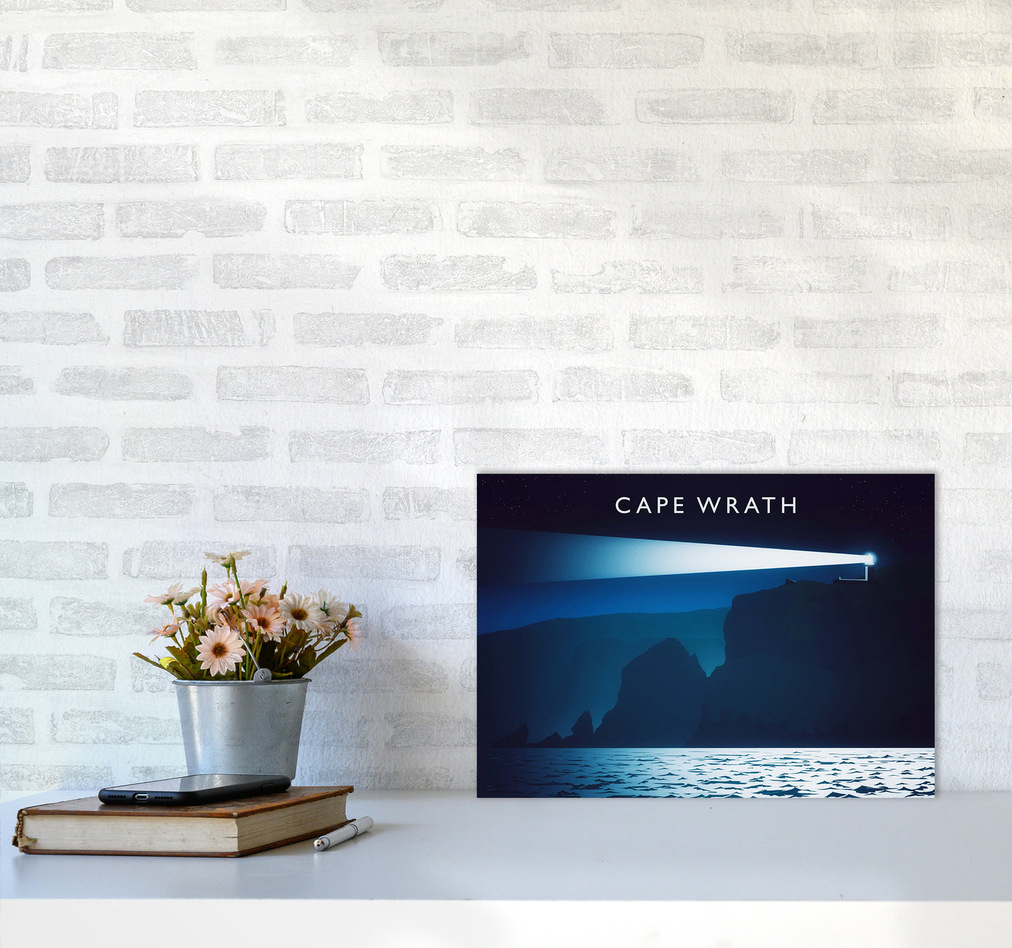 Cape Wrath Travel Art Print by Richard O'Neill A3 Black Frame
