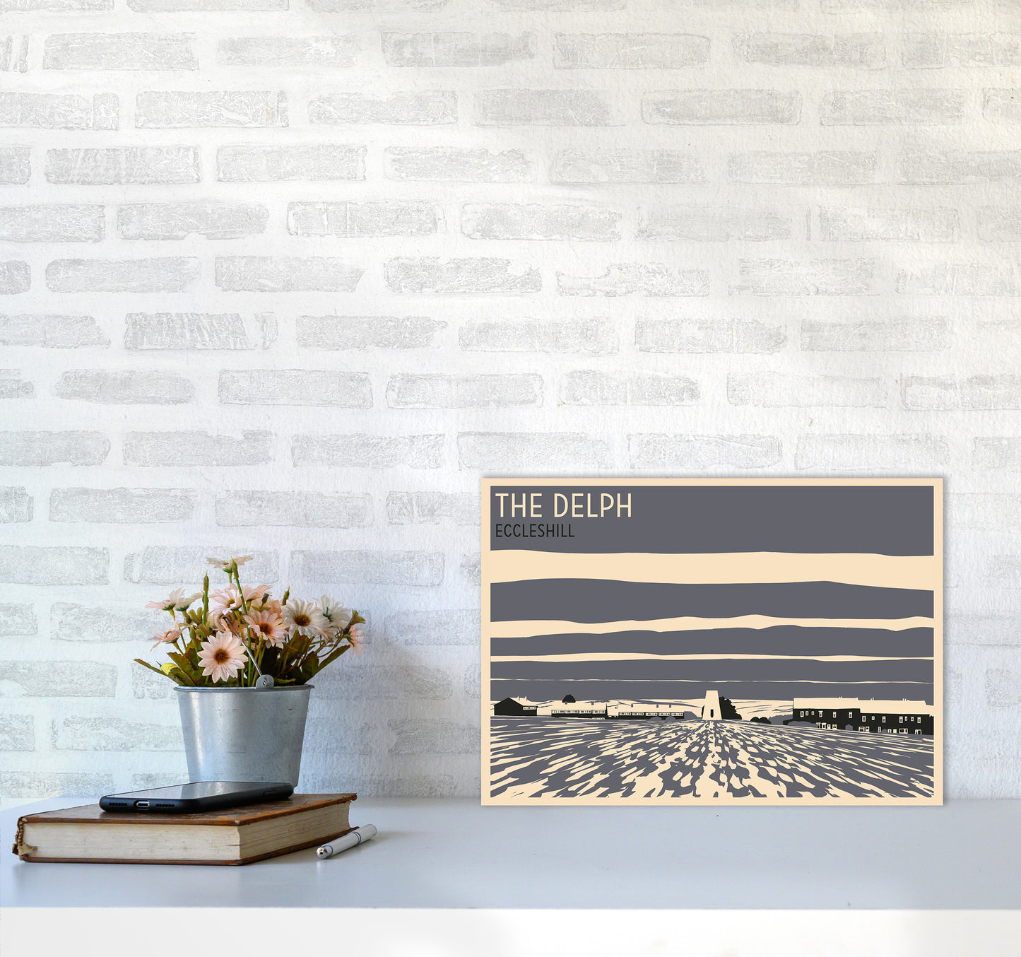 The Delph, Eccleshill Travel Art Print by Richard O'Neill A3 Black Frame