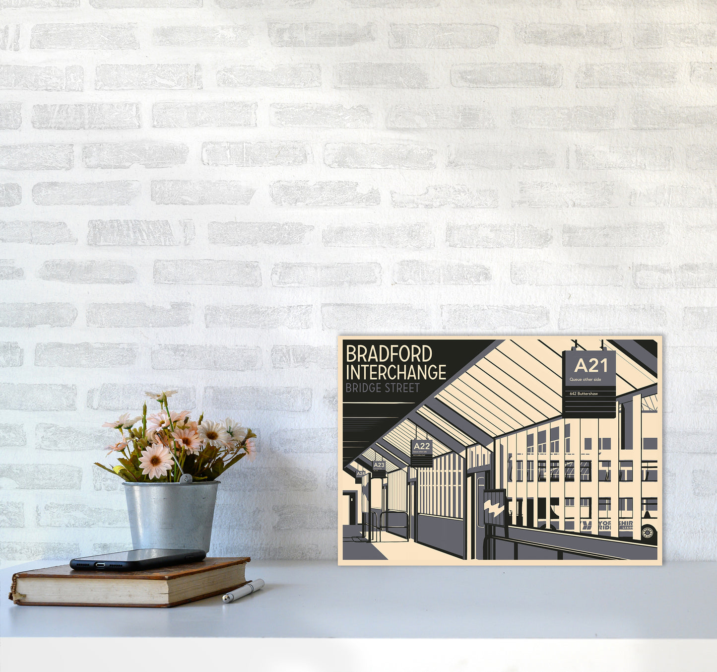 Bradford Interchange, Bridge Street Travel Art Print by Richard O'Neill A3 Black Frame
