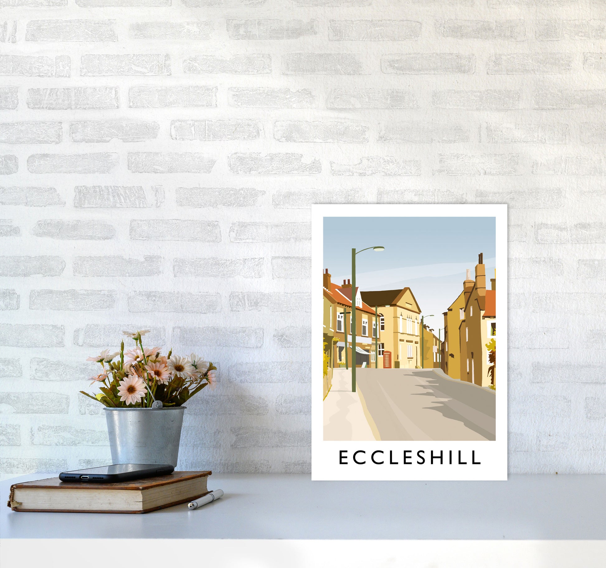 Eccleshill portrait Travel Art Print by Richard O'Neill A3 Black Frame