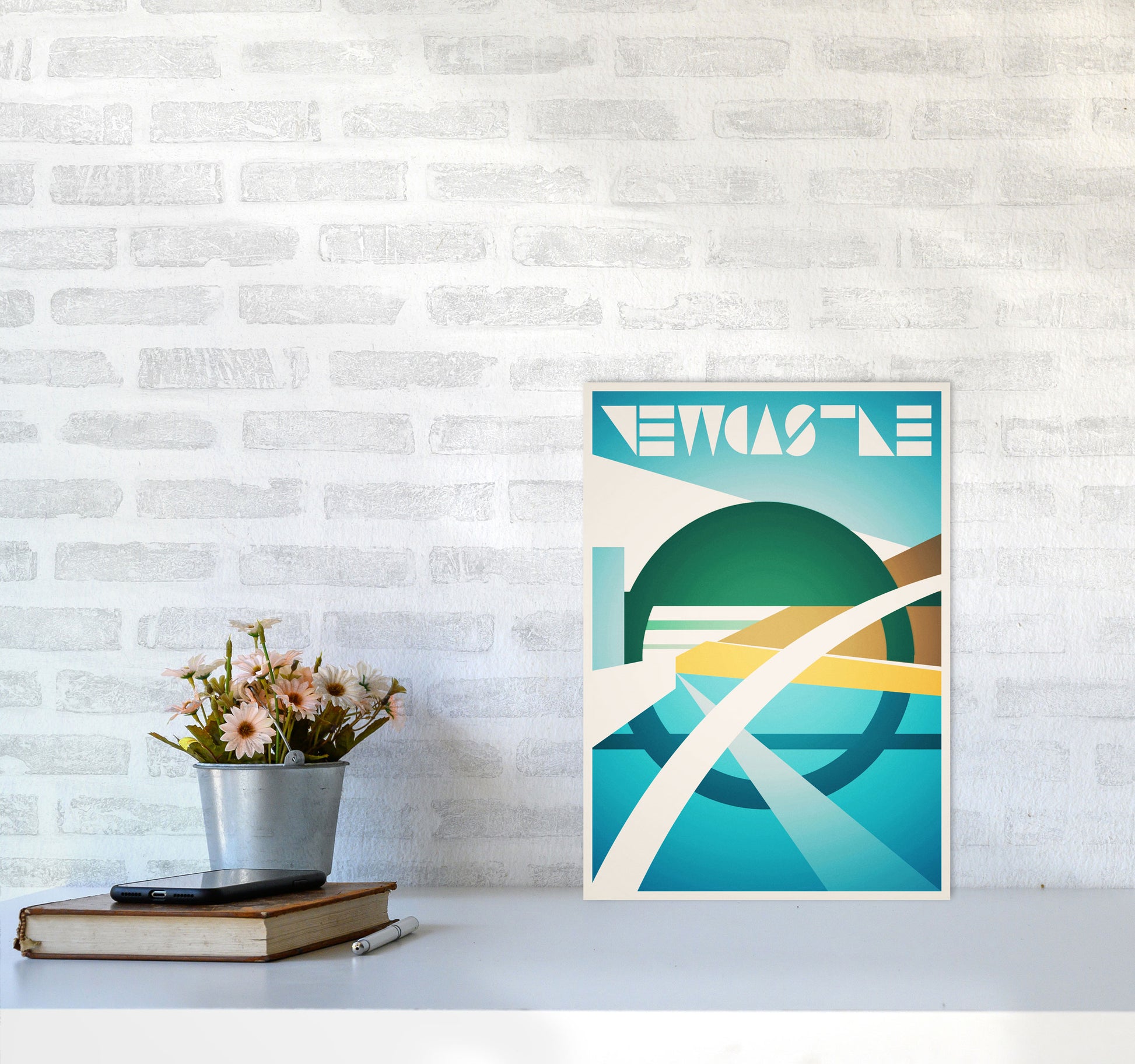 Newcastle 2 Travel Art Print by Richard O'Neill A3 Black Frame