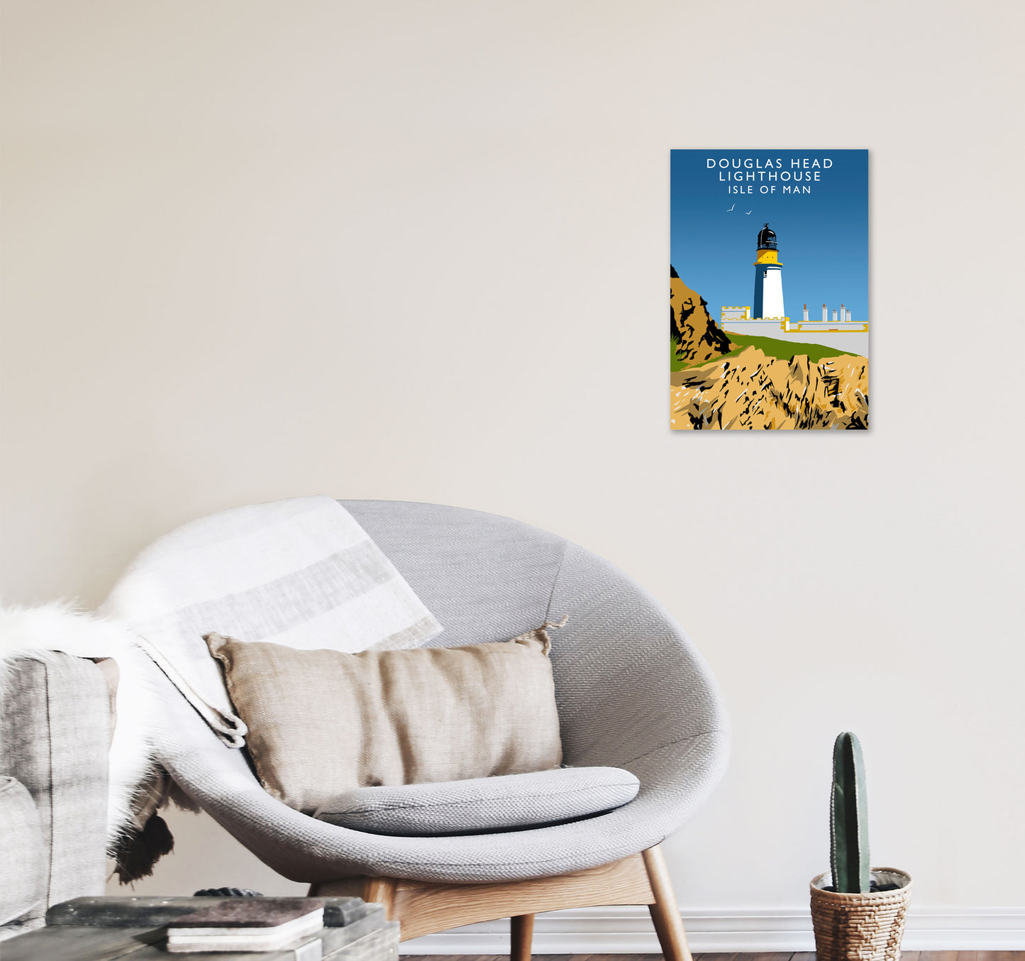 Douglas Head Lighthouse Isle of Man Framed Art Print by Richard O'Neill A3 Black Frame
