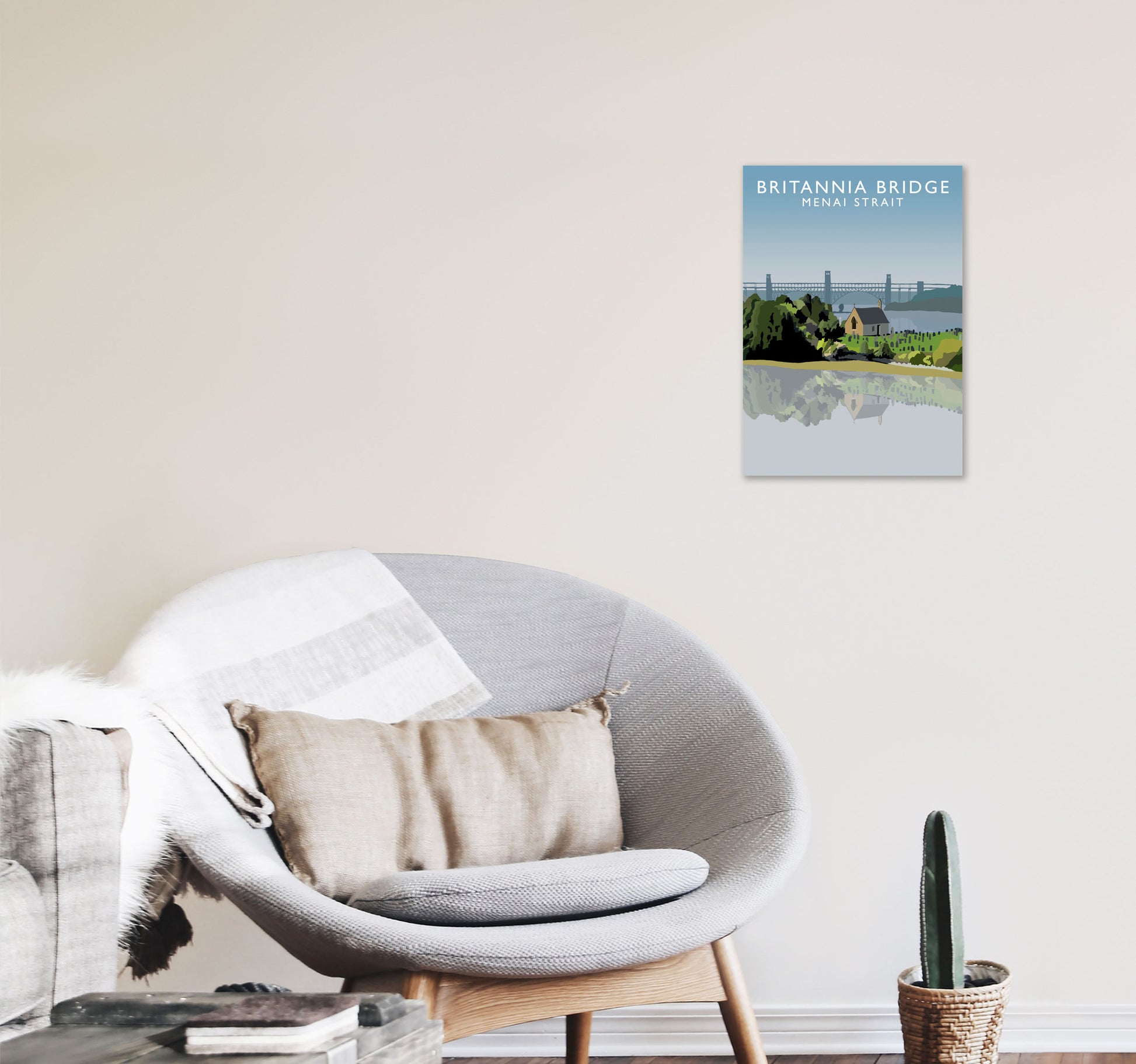 Britannia Bridge by Richard O'Neill A3 Black Frame