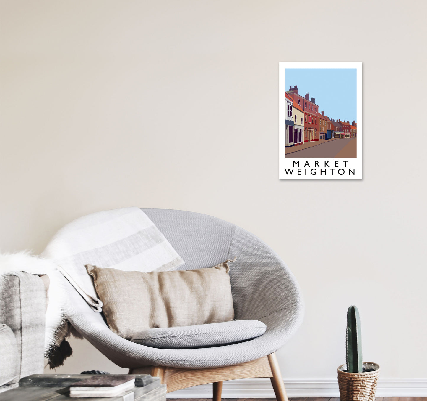 Market Weighton by Richard O'Neill Yorkshire Art Print, Vintage Travel Poster A3 Black Frame