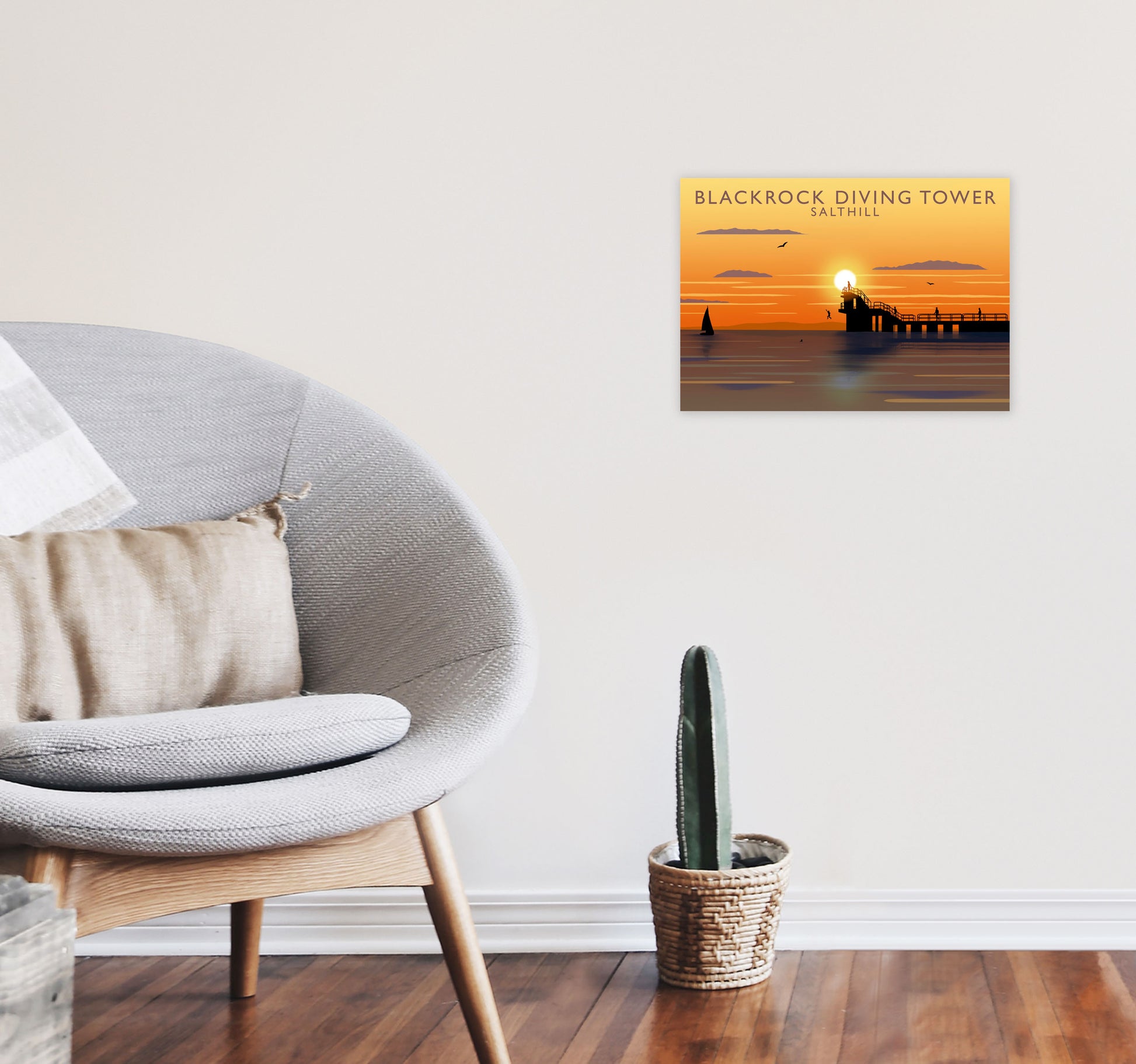 Blackrock Diving Tower (Sunset) (Landscape) by Richard O'Neill A3 Black Frame