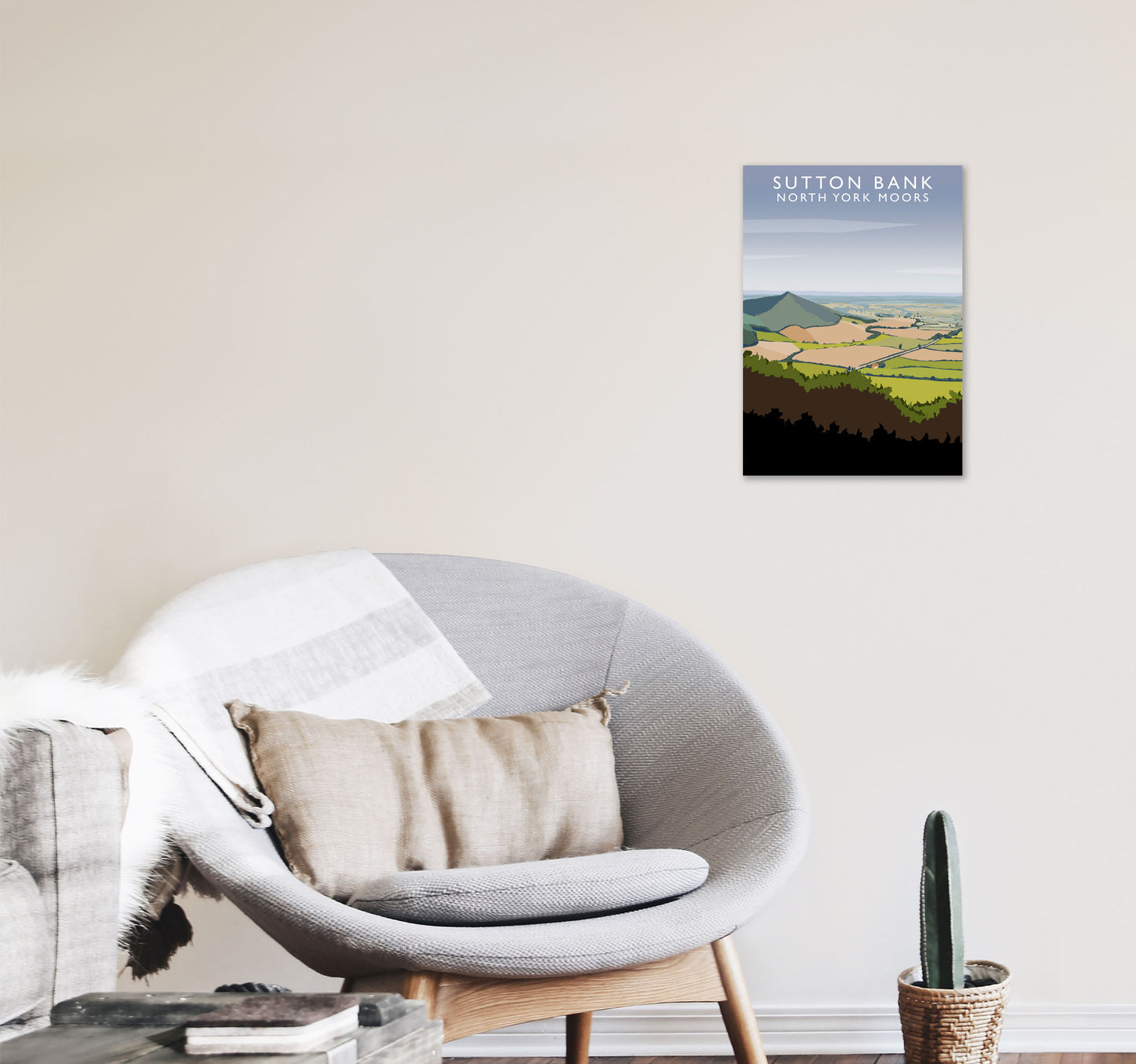 Sutton Bank (Portrait) by Richard O'Neill Yorkshire Art Print, Travel Poster A3 Black Frame