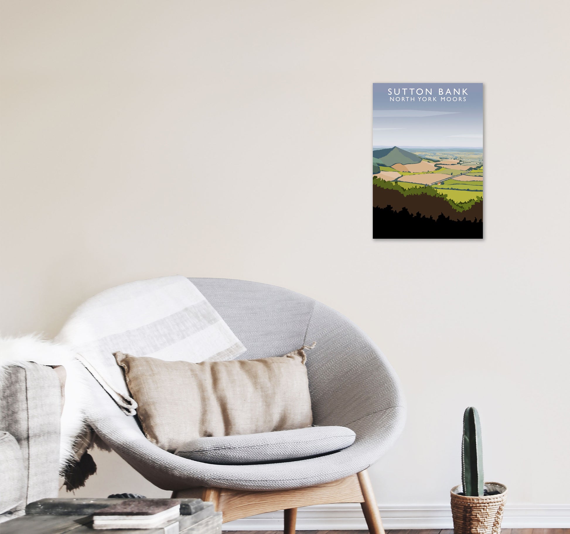 Sutton Bank (Portrait) by Richard O'Neill Yorkshire Art Print, Travel Poster A3 Black Frame