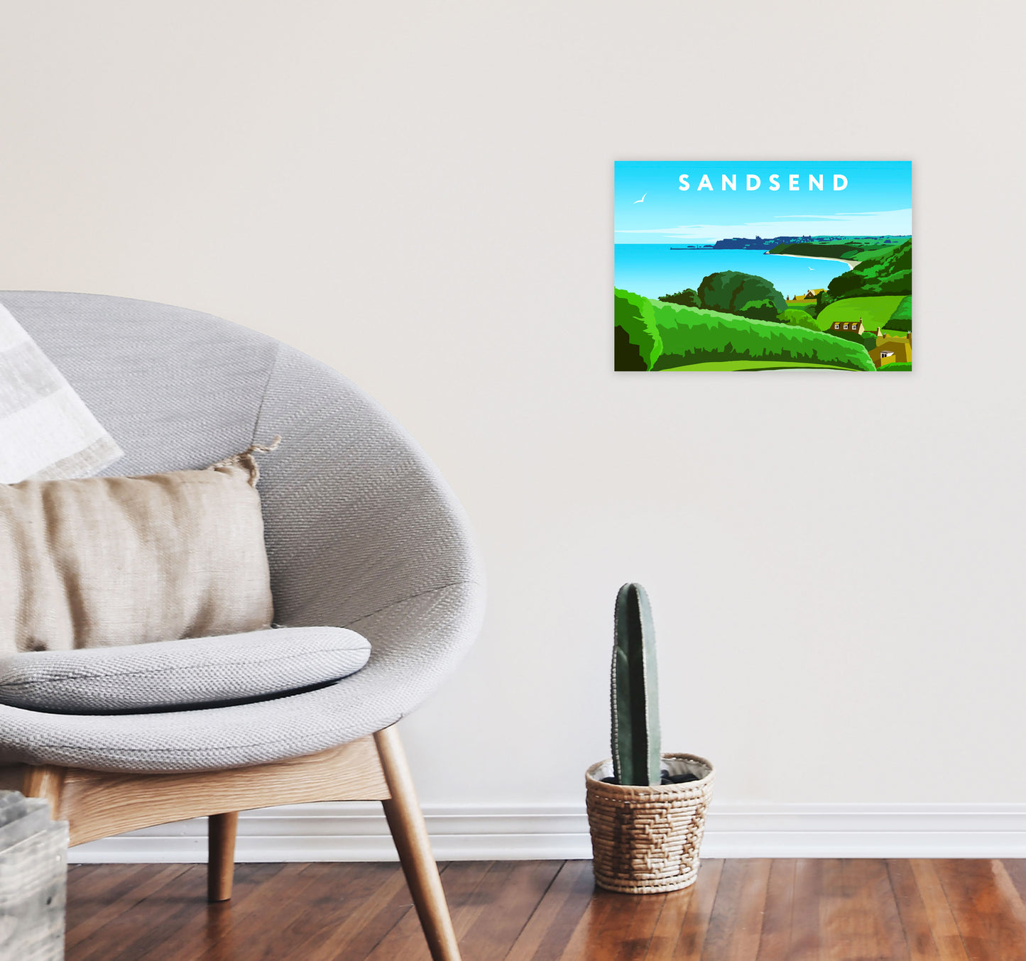 Sandsend Art Print by Richard O'Neill A3 Black Frame