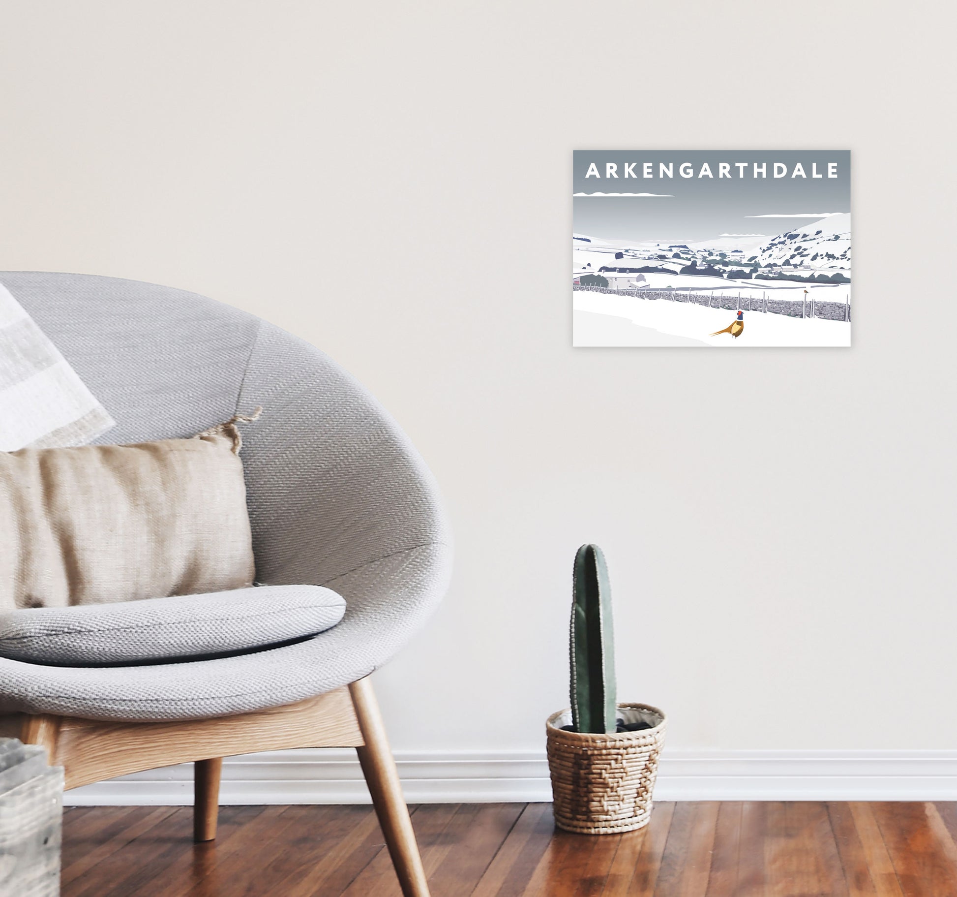 Arkengarthdale In Snow by Richard O'Neill A3 Black Frame