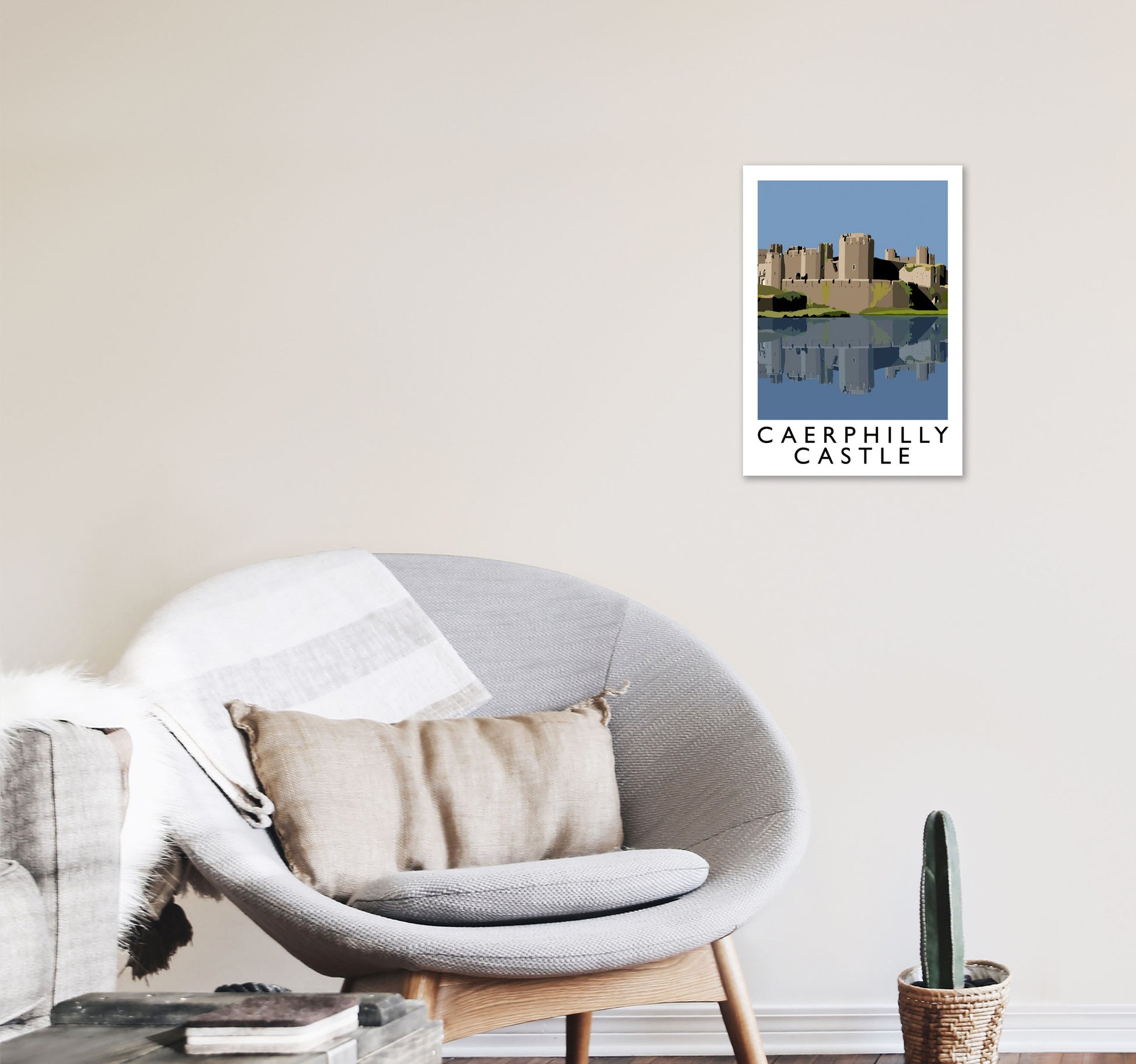 Caerphilly Castle Portrait by Richard O'Neill A3 Black Frame