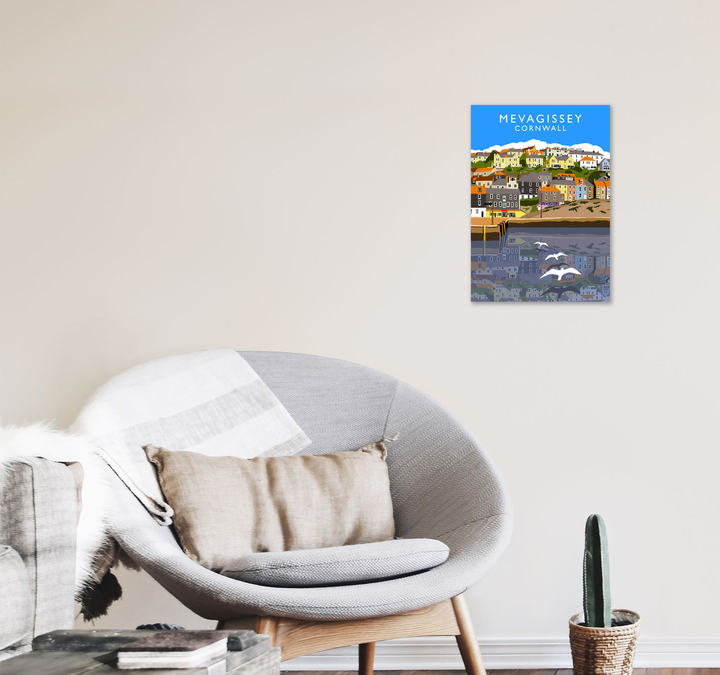 Mevagissey Cornwall Framed Digital Art Print by Richard O'Neill A3 Black Frame