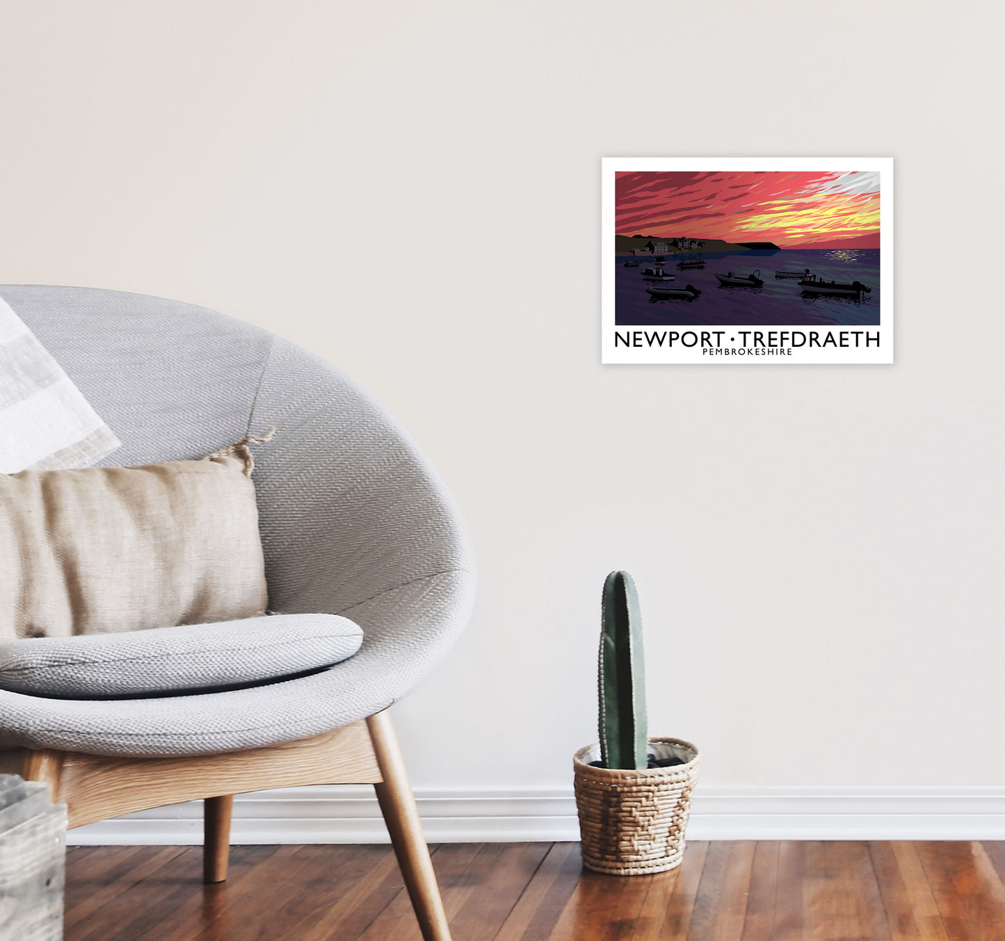 Newport Trefdraeth Pembrokeshire Travel Art Print by Richard O'Neill A3 Black Frame