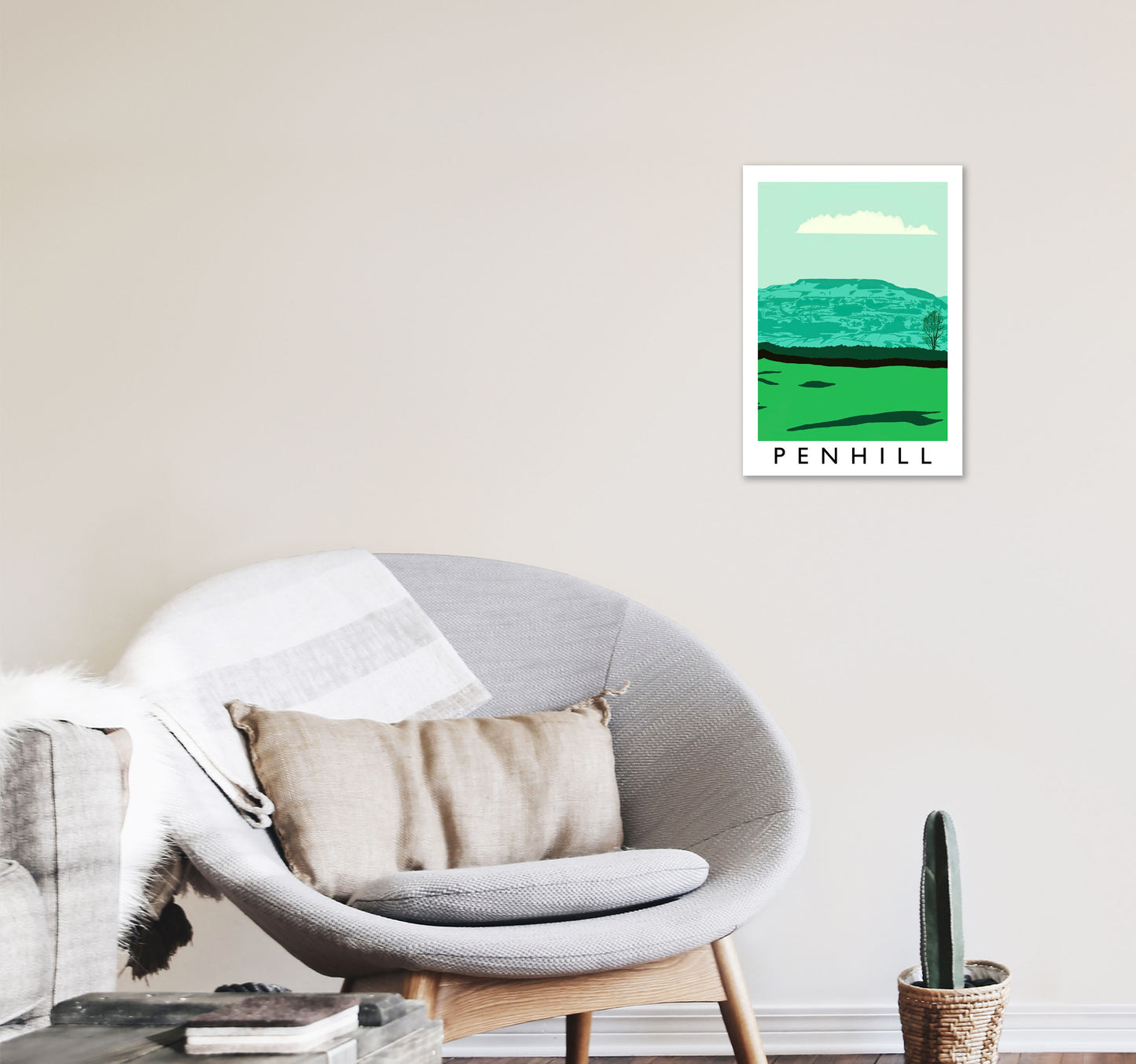 Penhill Digital Art Print by Richard O'Neill, Framed Wall Art A3 Black Frame