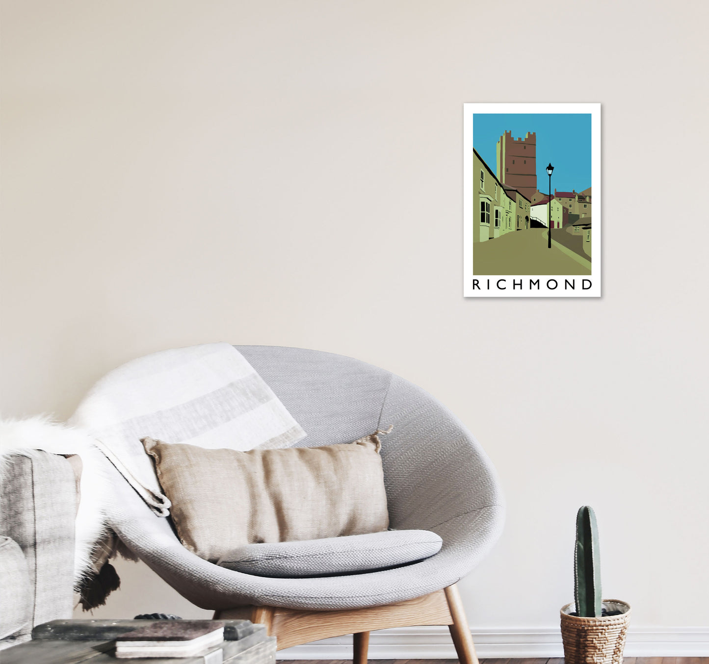 Richmond Travel Art Print by Richard O'Neill, Framed Wall Art A3 Black Frame