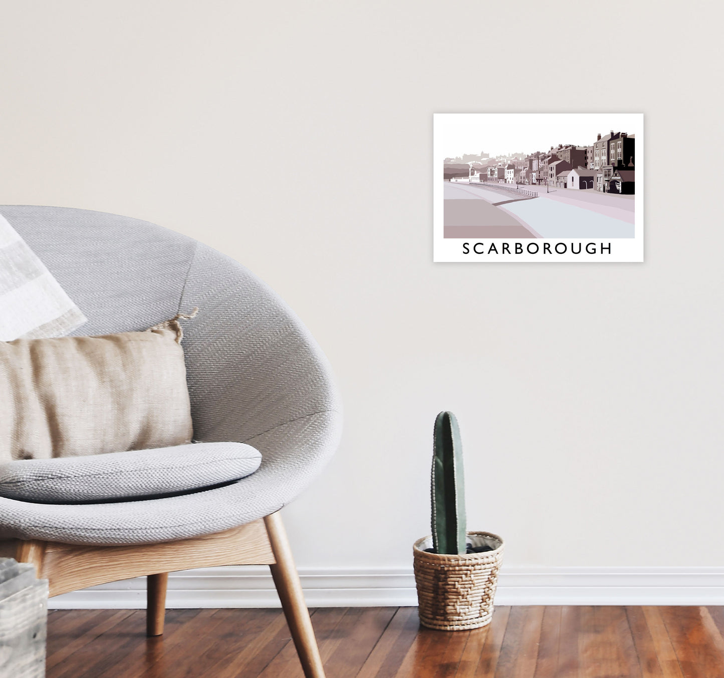Scarborough Travel Art Print by Richard O'Neill, Framed Wall Art A3 Black Frame