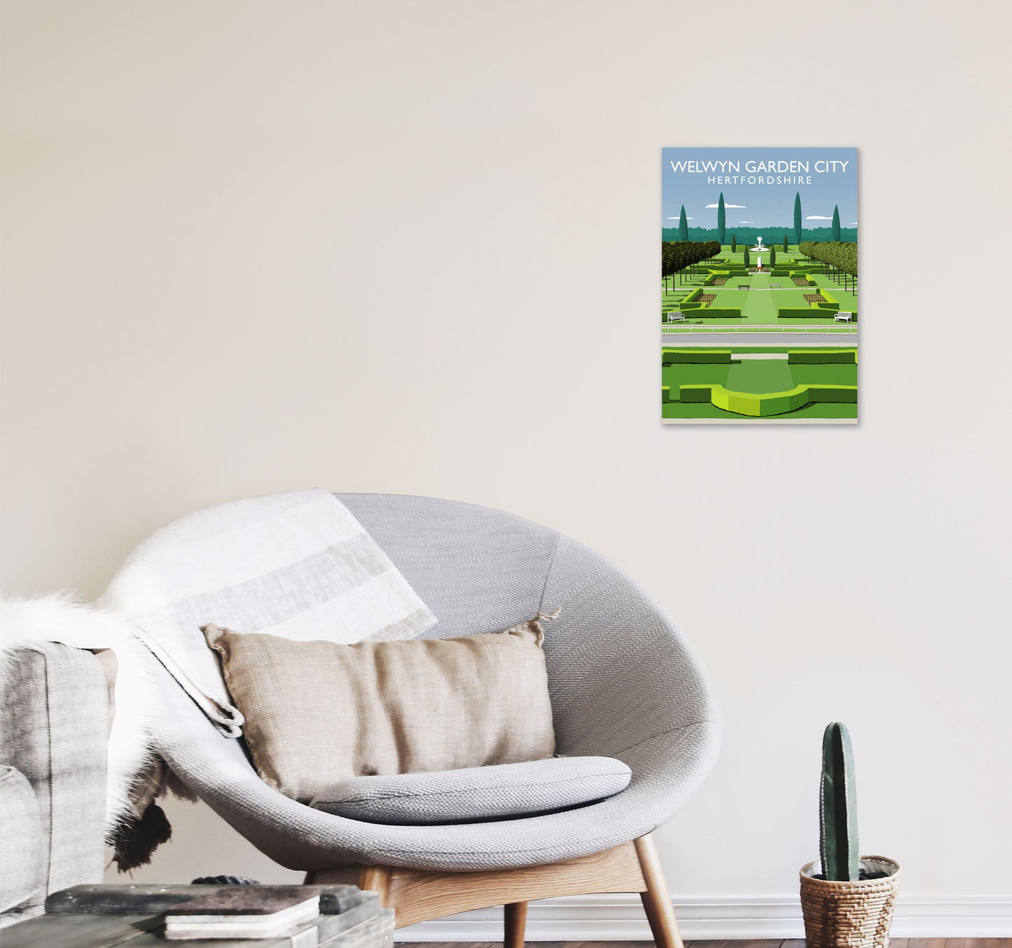 Welwyn Garden City Hertfordshire Travel Art Print by Richard O'Neill A3 Black Frame
