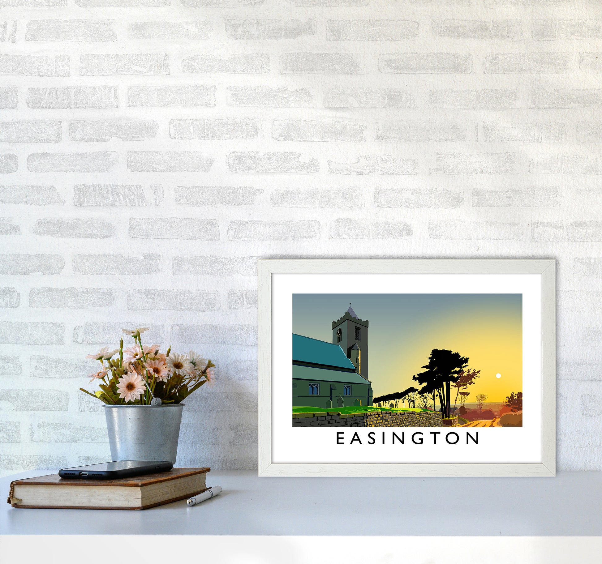 Easington Art Print by Richard O'Neill A3 Oak Frame