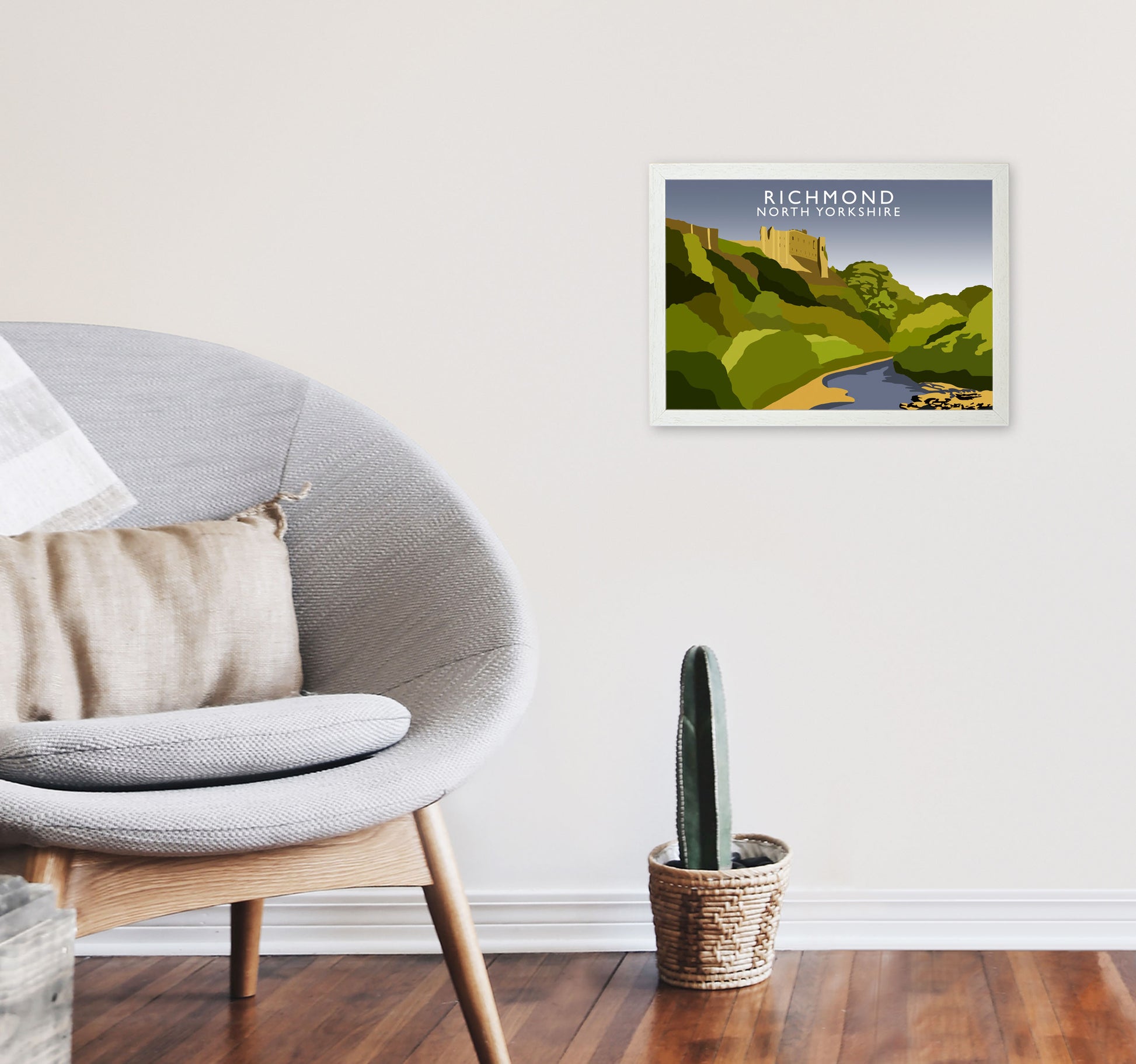 Richmond North Yorkshire Art Print by Richard O'Neill A3 Oak Frame