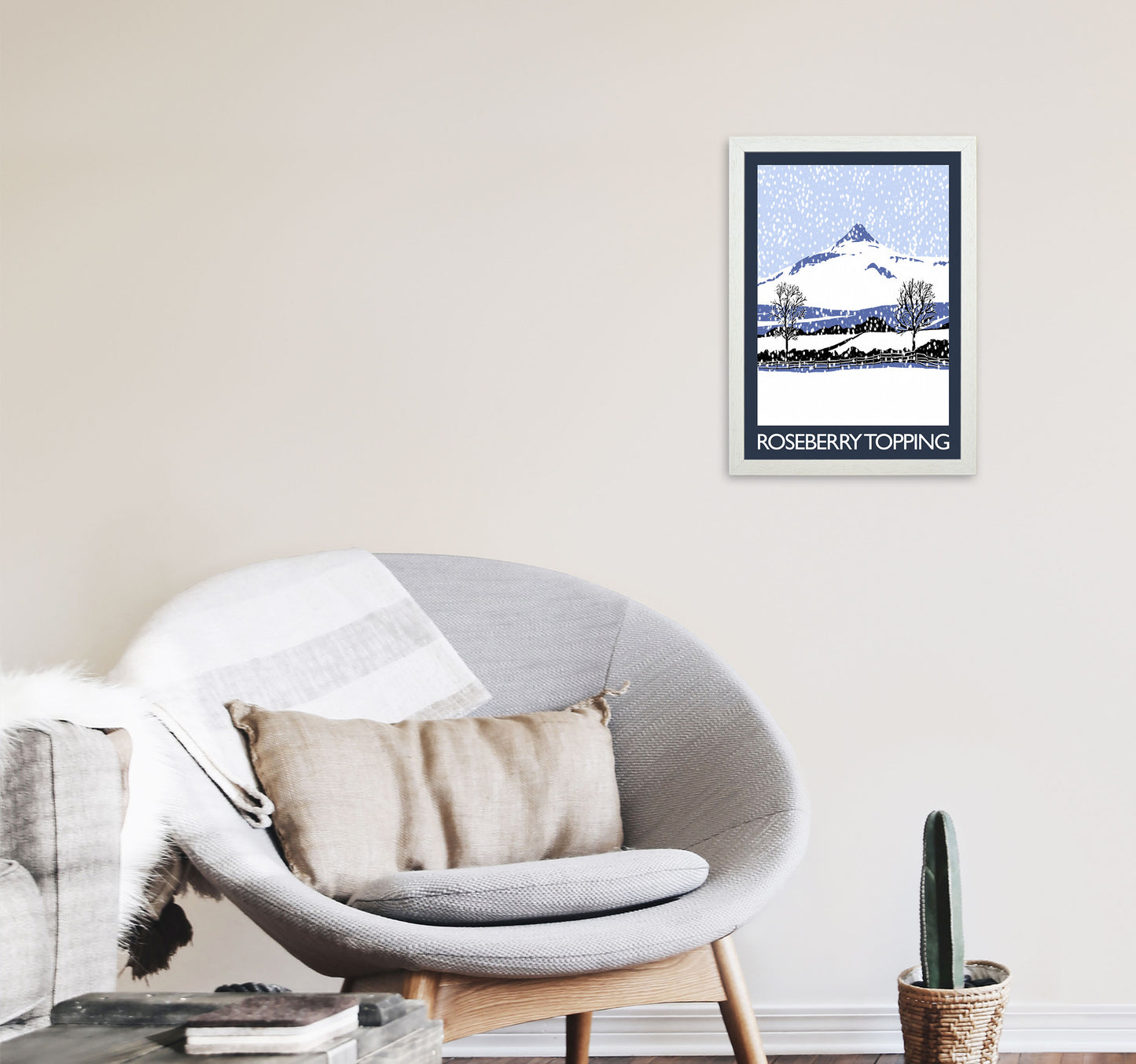 Roseberry Topping Art Print by Richard O'Neill A3 Oak Frame