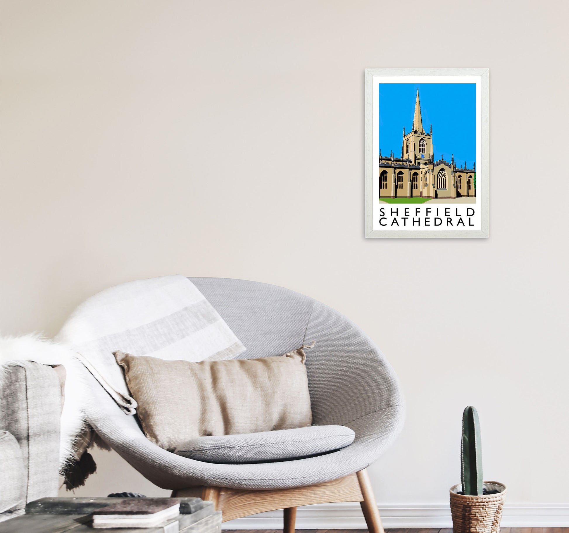 Sheffield Cathedral Art Print by Richard O'Neill A3 Oak Frame